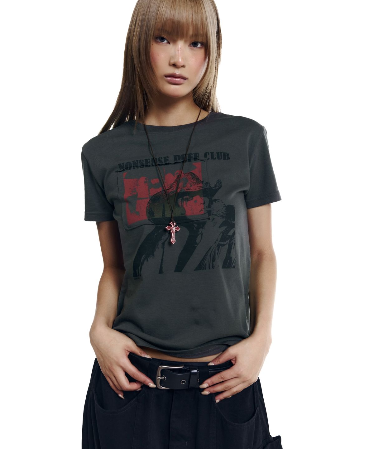 아캄(AAKAM) Nonsense Puff Club Half Top (Dark Gray)