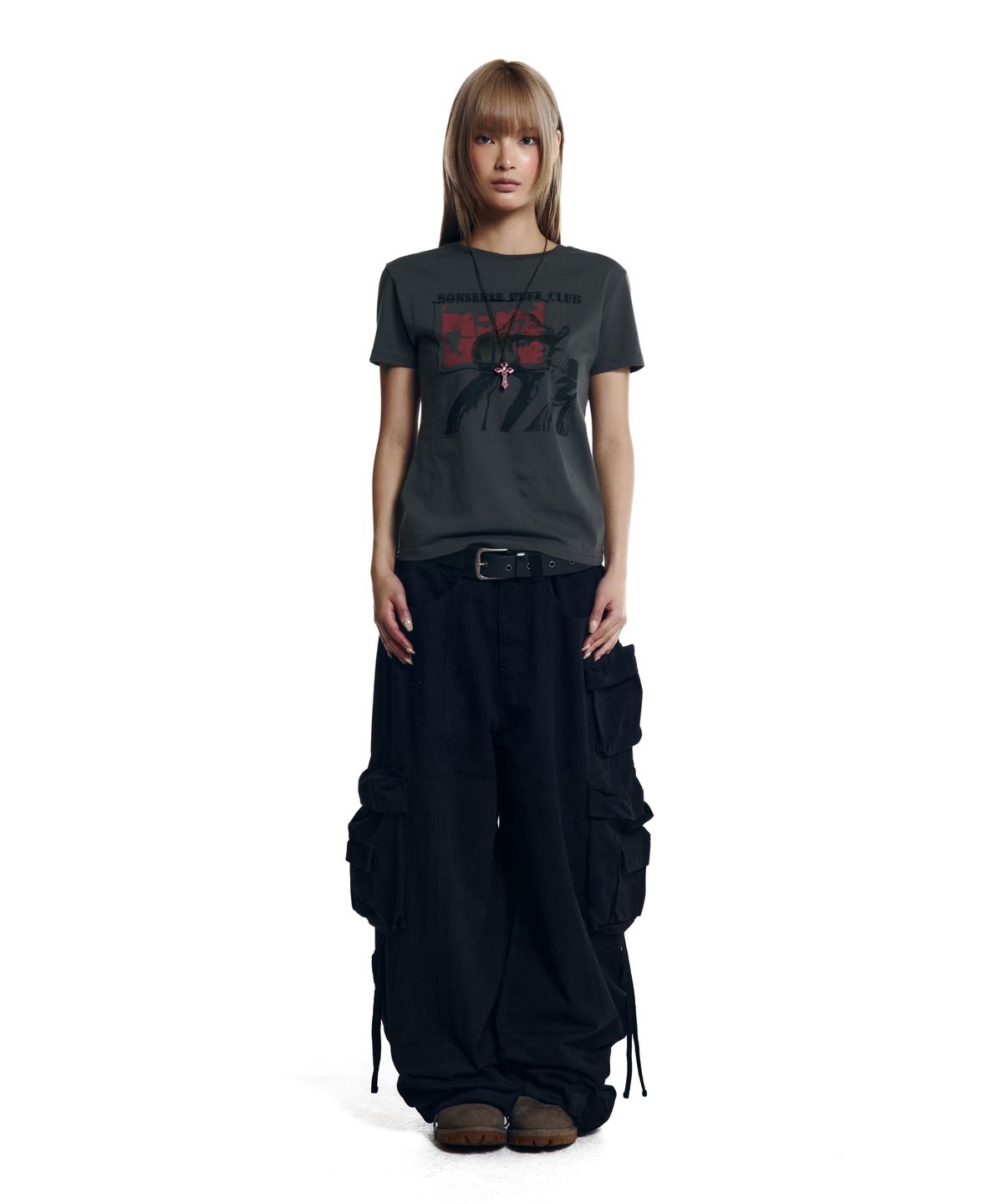 아캄(AAKAM) Nonsense Puff Club Half Top (Dark Gray)