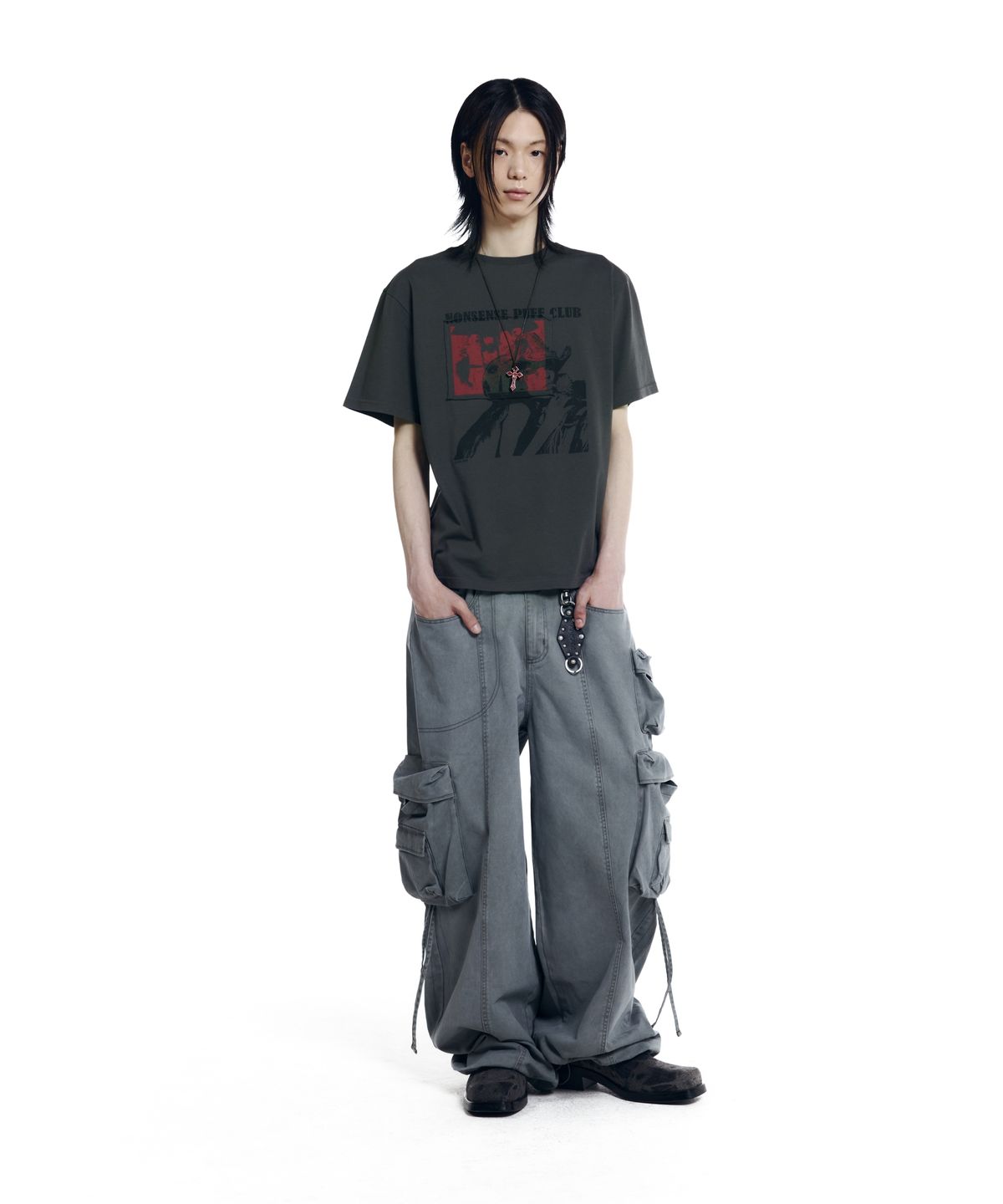아캄(AAKAM) Nonsense Puff Club Half Top (Dark Gray)