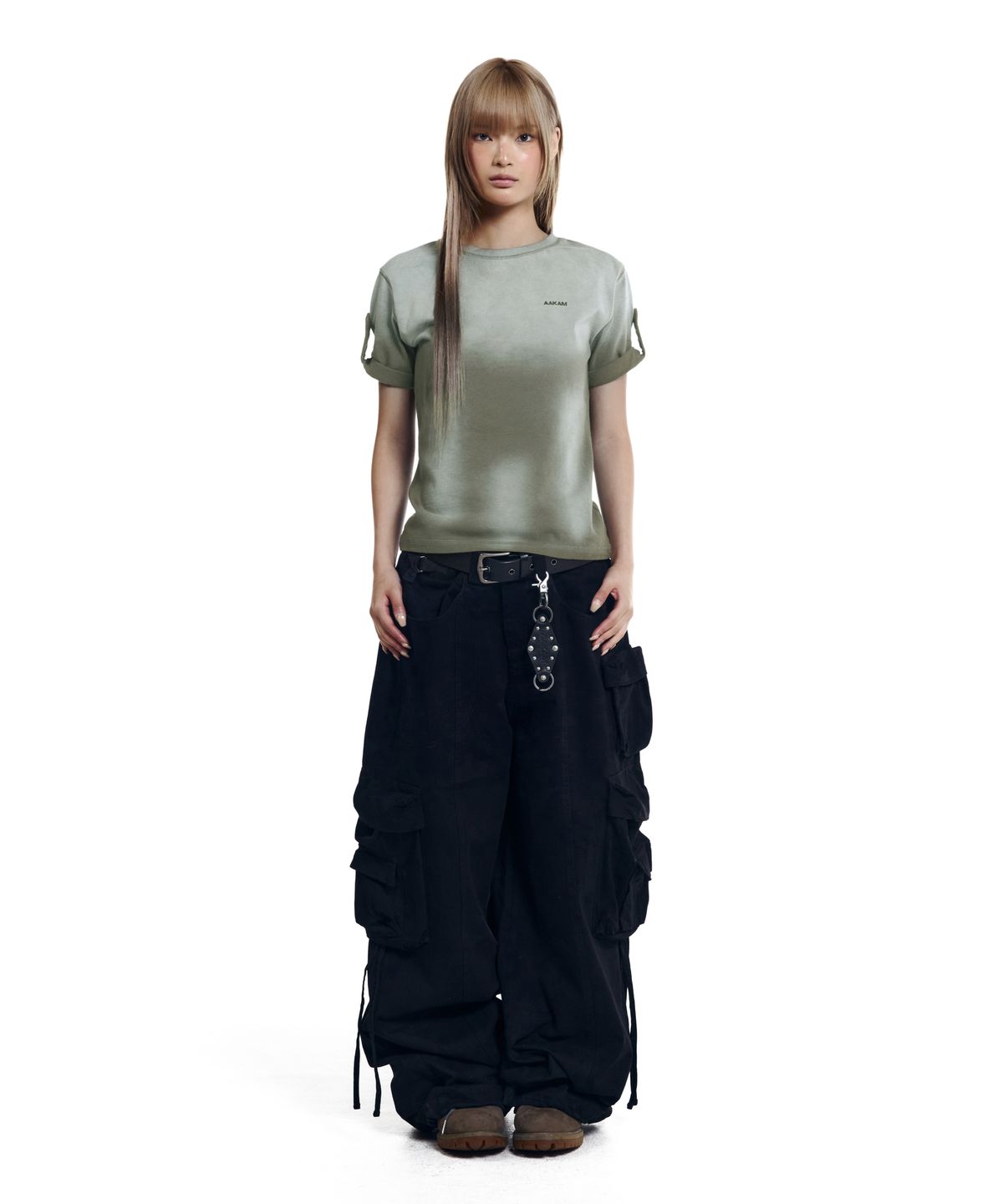 아캄(AAKAM) Dirty Mist Roll-up Half Top (Khaki)