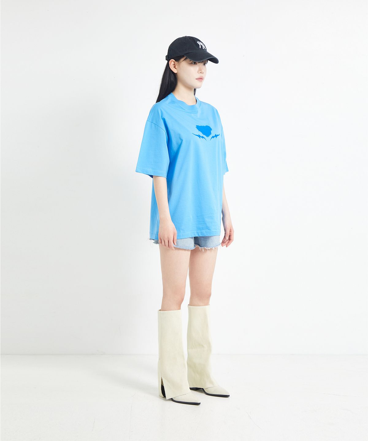 코튼리버스클럽(COTTONREBIRTHCLUB) 박시 선더 그래픽 티셔츠 (블루)
