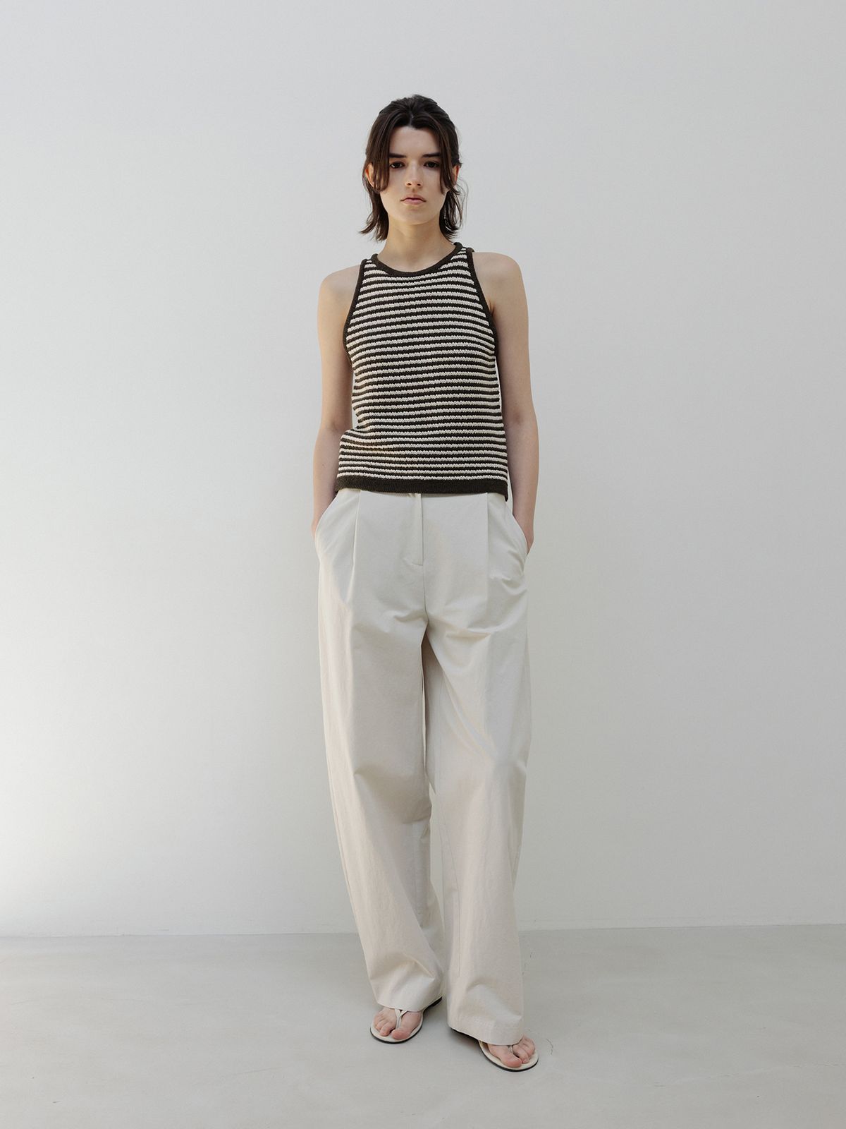 모이아(MOIA) wave knit top (brown mix)