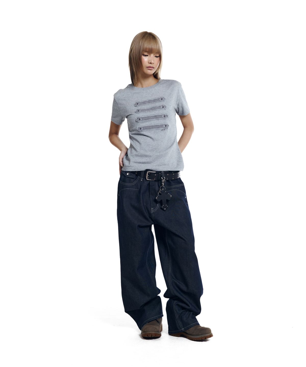 아캄(AAKAM) Napoleon Corded Half Top (Gray)