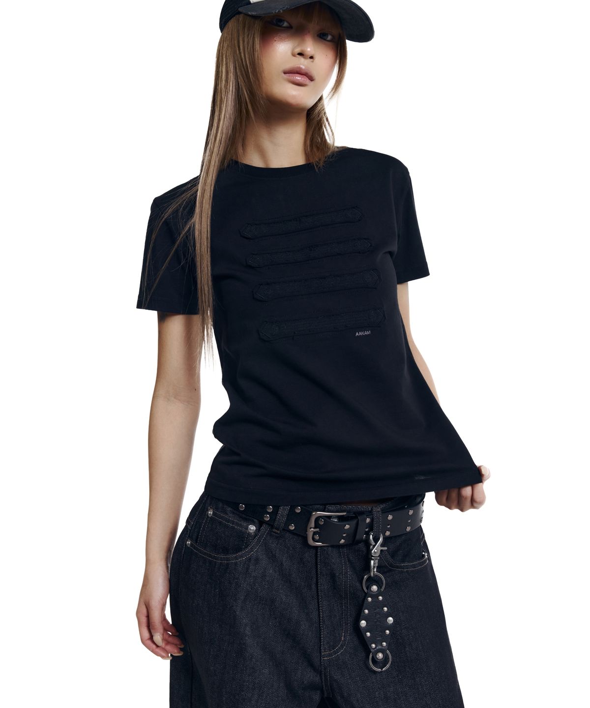 아캄(AAKAM) Napoleon Corded Half Top (Black)