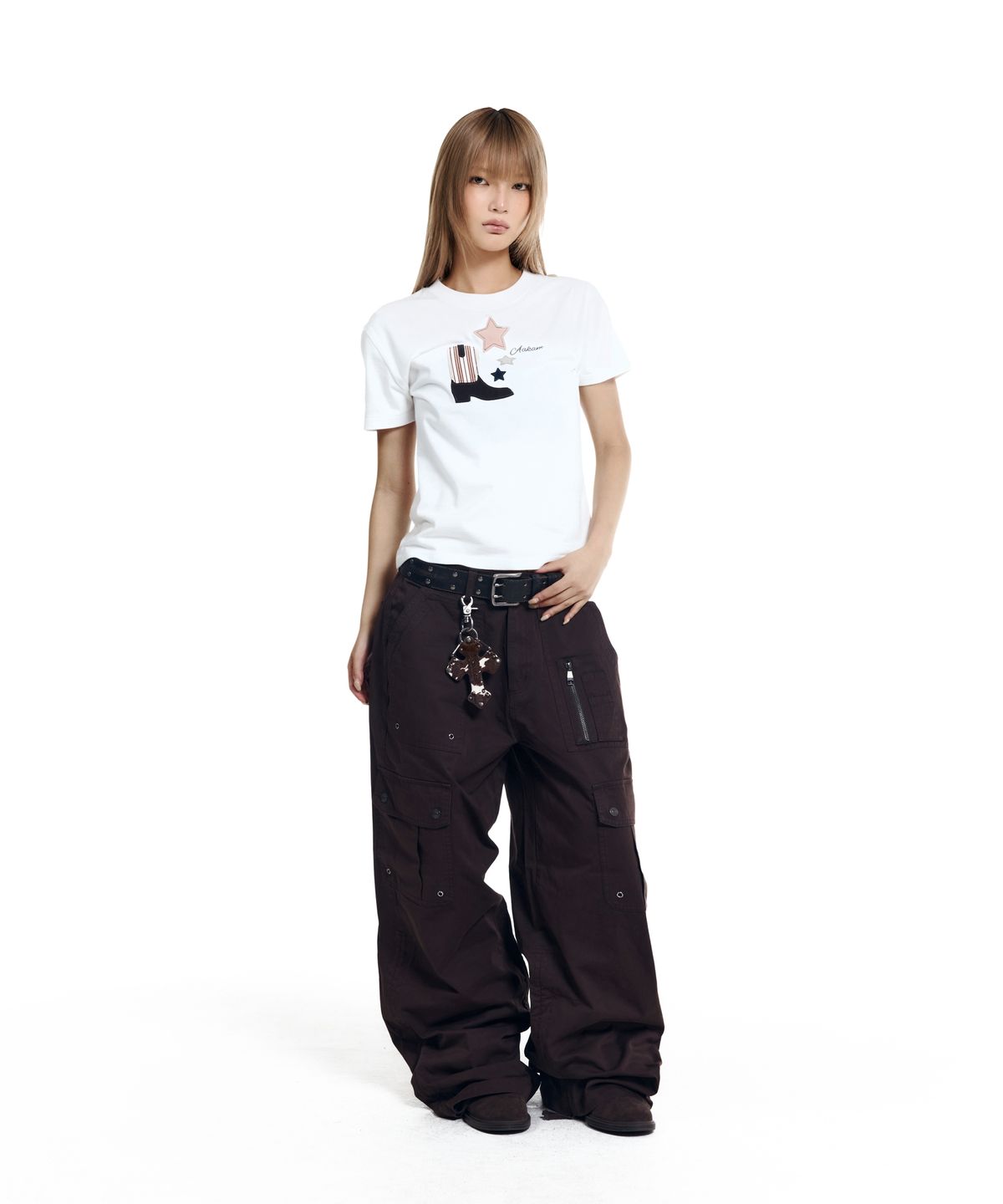 아캄(AAKAM) Western Boots Half Top (White)