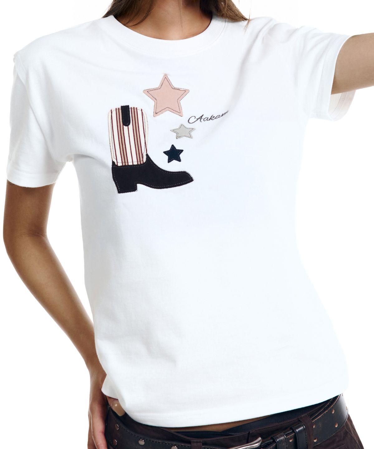 아캄(AAKAM) Western Boots Half Top (White)