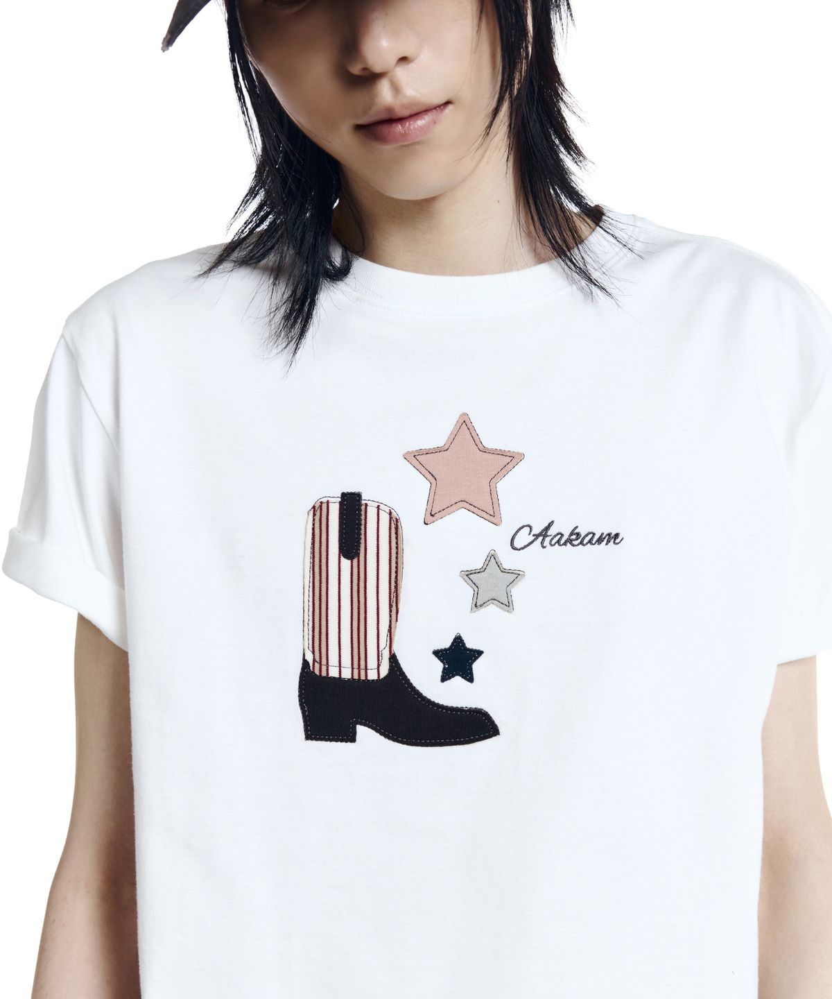 아캄(AAKAM) Western Boots Half Top (White)