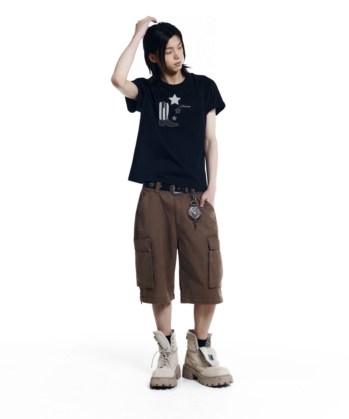 아캄(AAKAM) Western Boots Half Top (Black)