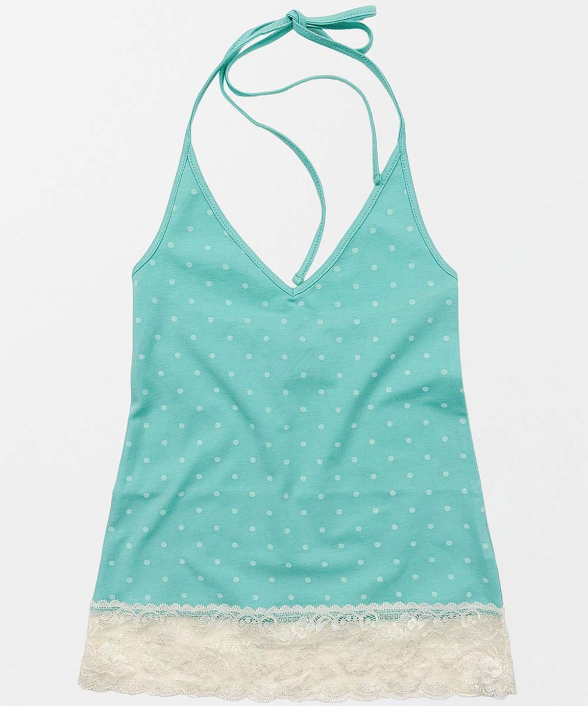 스컬프터(SCULPTOR) Dot Lace Halter Top Miami Blue