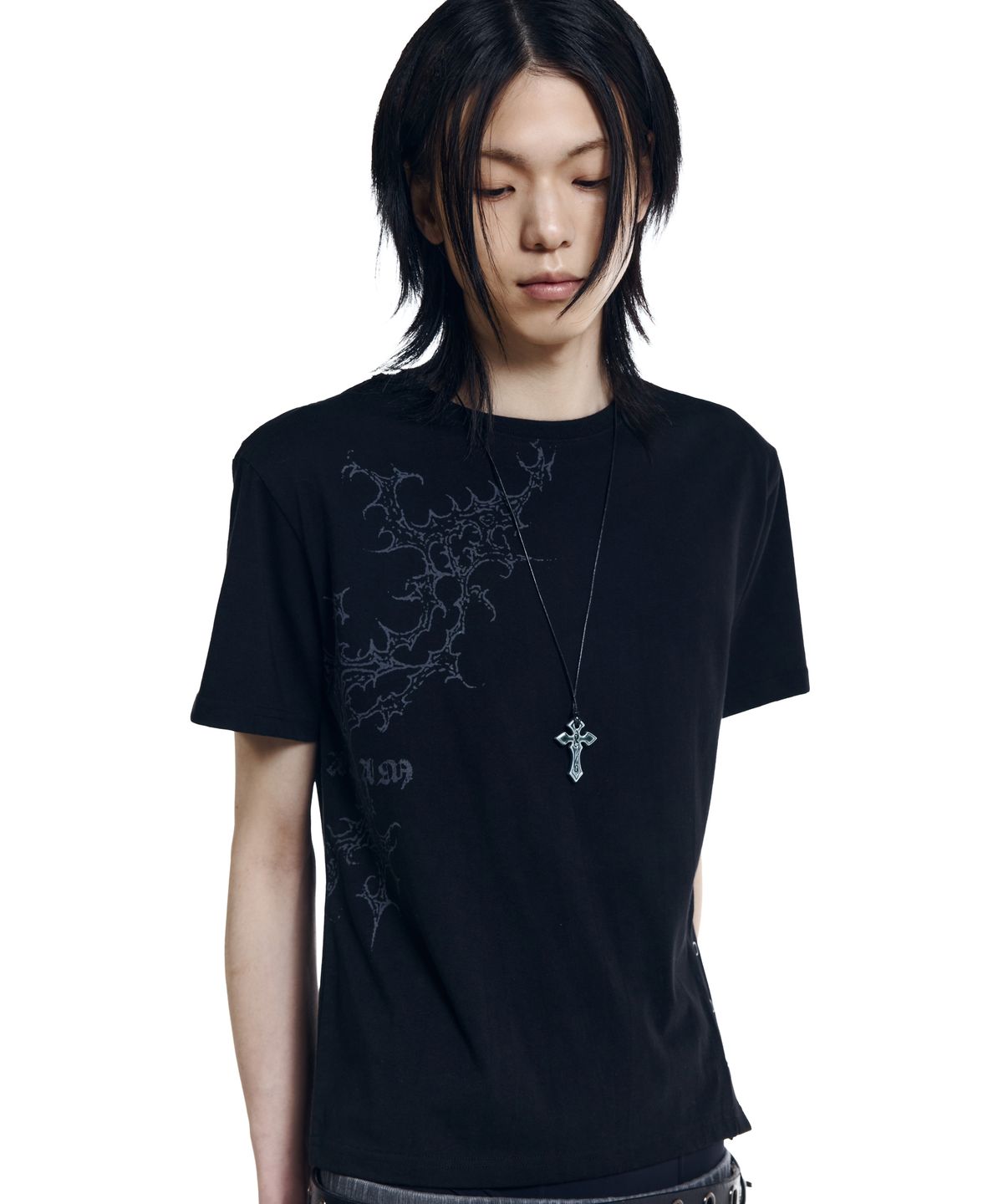 아캄(AAKAM) Snap Gothic Half Top (Black)