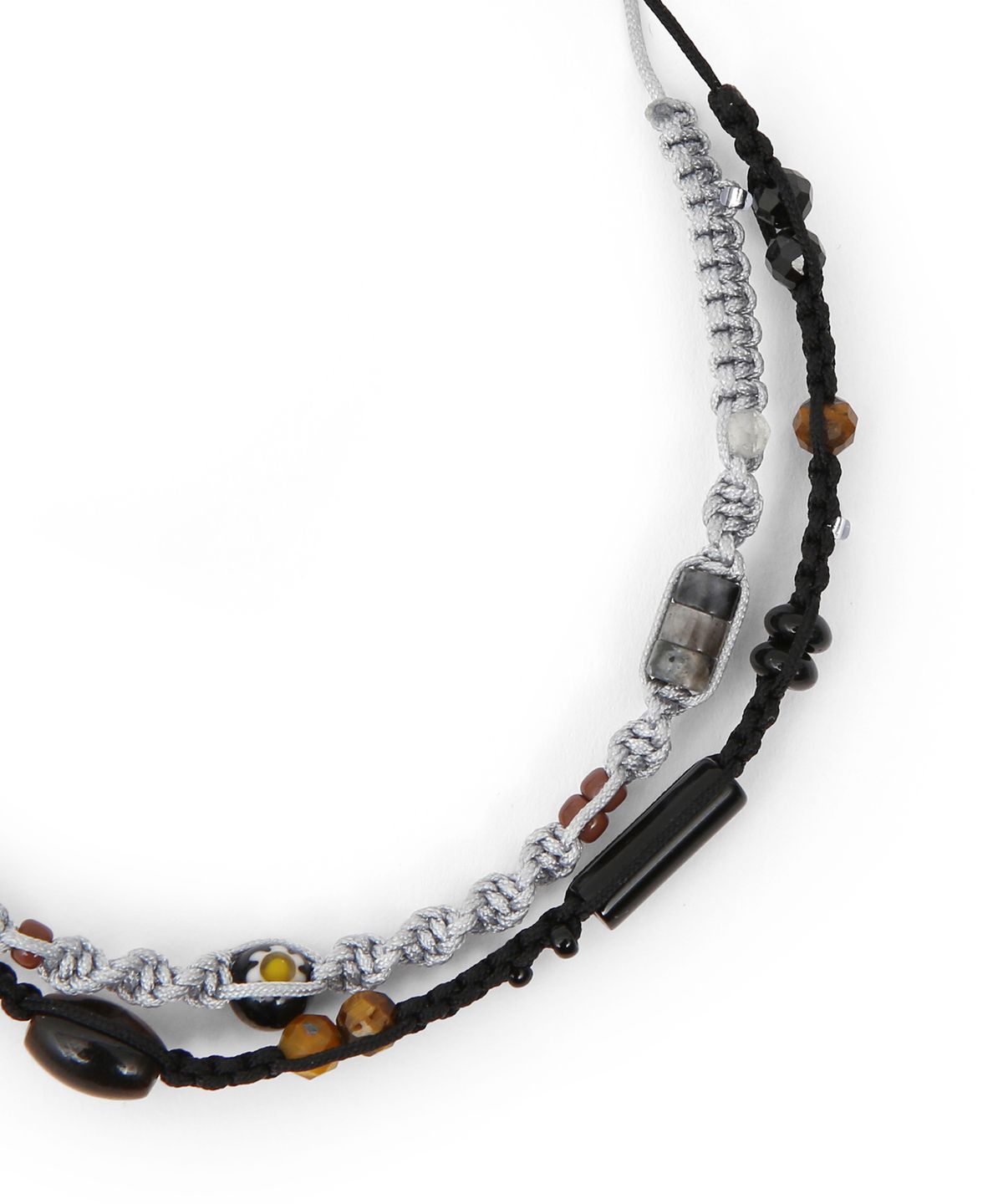 언더컨트롤(UNDERCONTROL) 더블 레이어 두줄 원석 비즈 사이즈 조절 스틸 팔찌 DOUBLE LAYER / BEADS BRACELET / BG