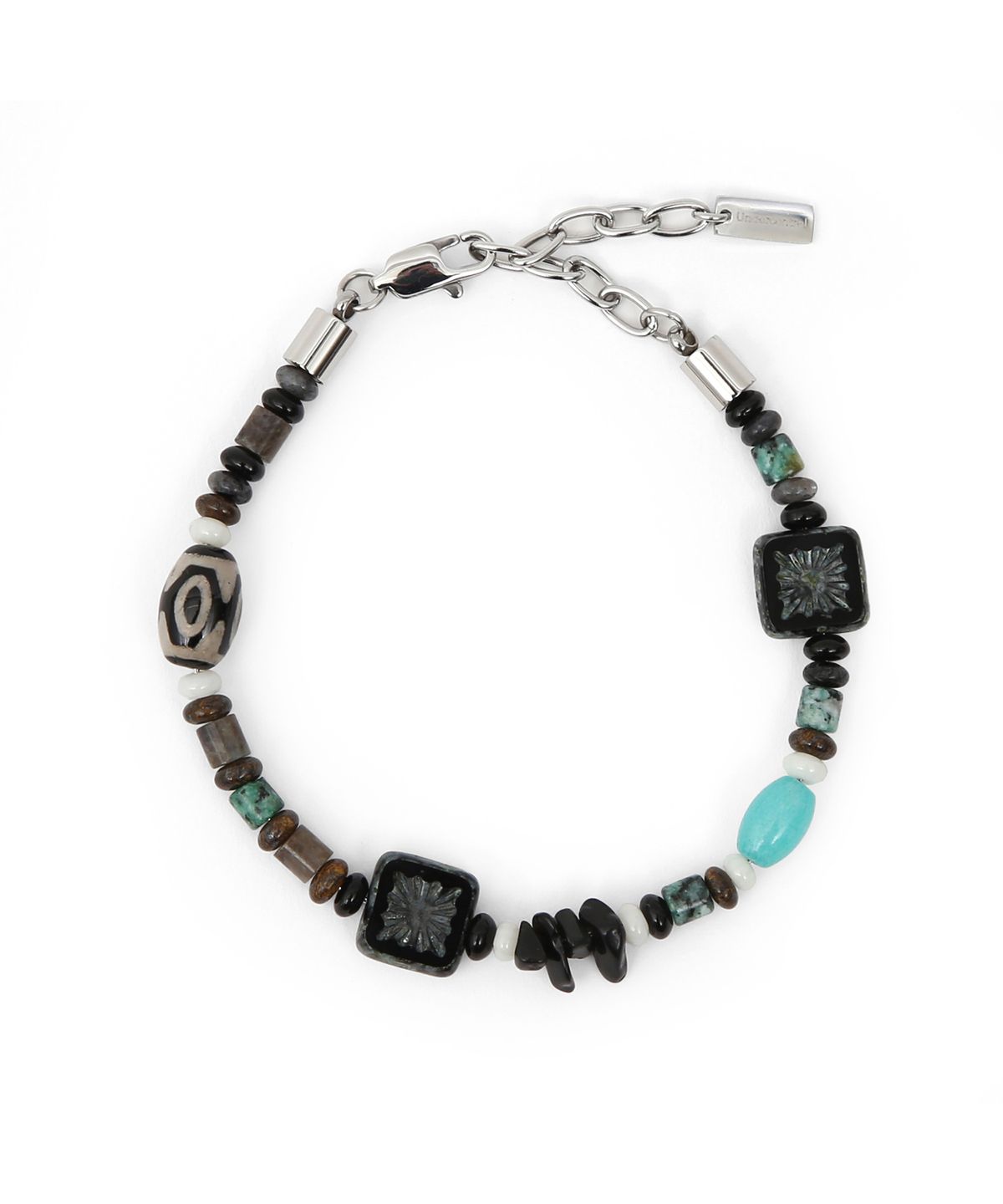 언더컨트롤(UNDERCONTROL) 체코 비즈 오리엔탈 무늬 사이즈 조절 스틸 팔찌 CZECH BEADS / STONE BRACELET / BR