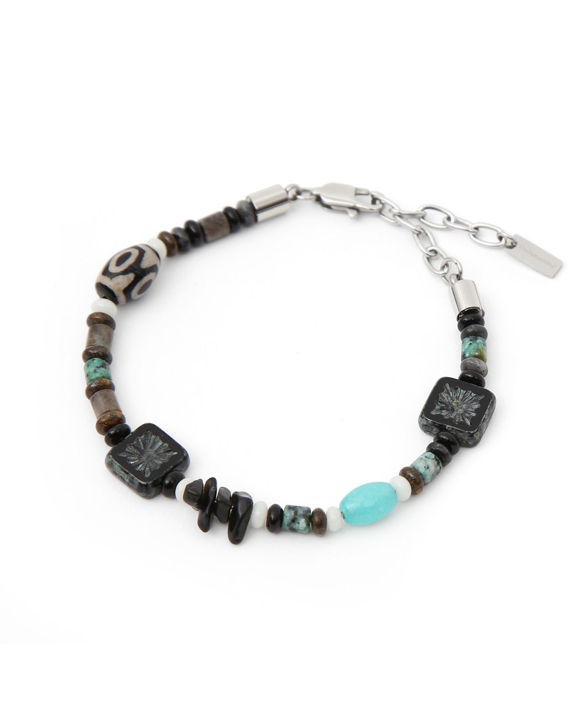 언더컨트롤(UNDERCONTROL) 체코 비즈 오리엔탈 무늬 사이즈 조절 스틸 팔찌 CZECH BEADS / STONE BRACELET / BR