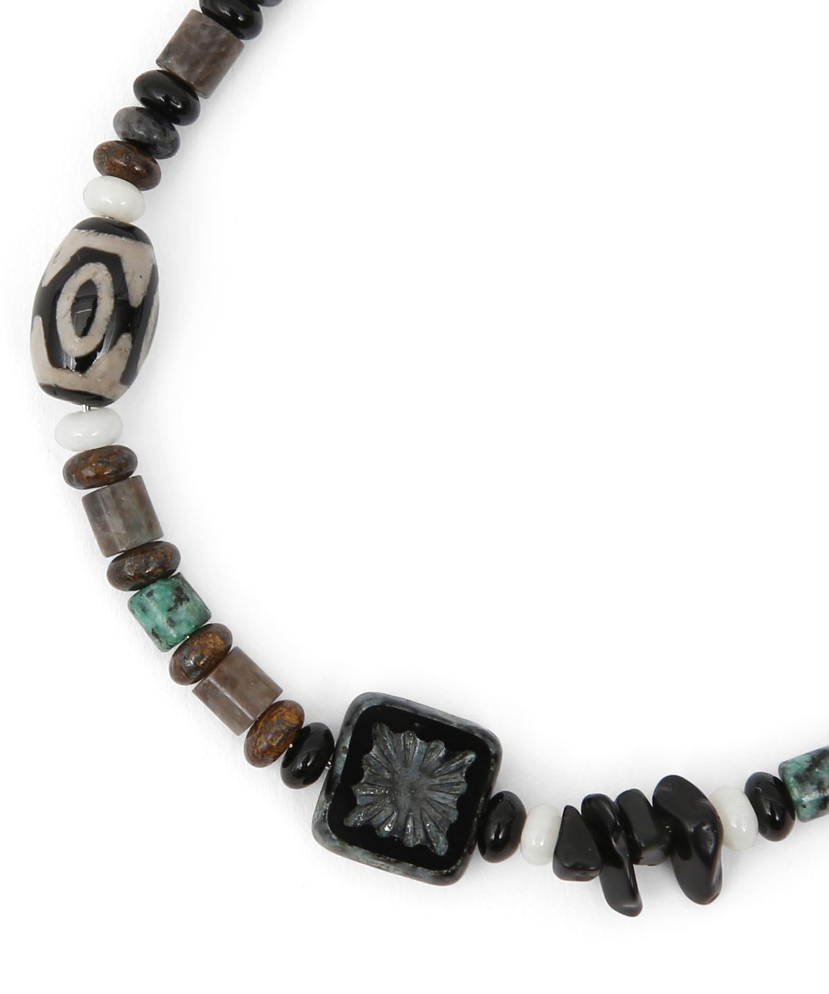 언더컨트롤(UNDERCONTROL) 체코 비즈 오리엔탈 무늬 사이즈 조절 스틸 팔찌 CZECH BEADS / STONE BRACELET / BR