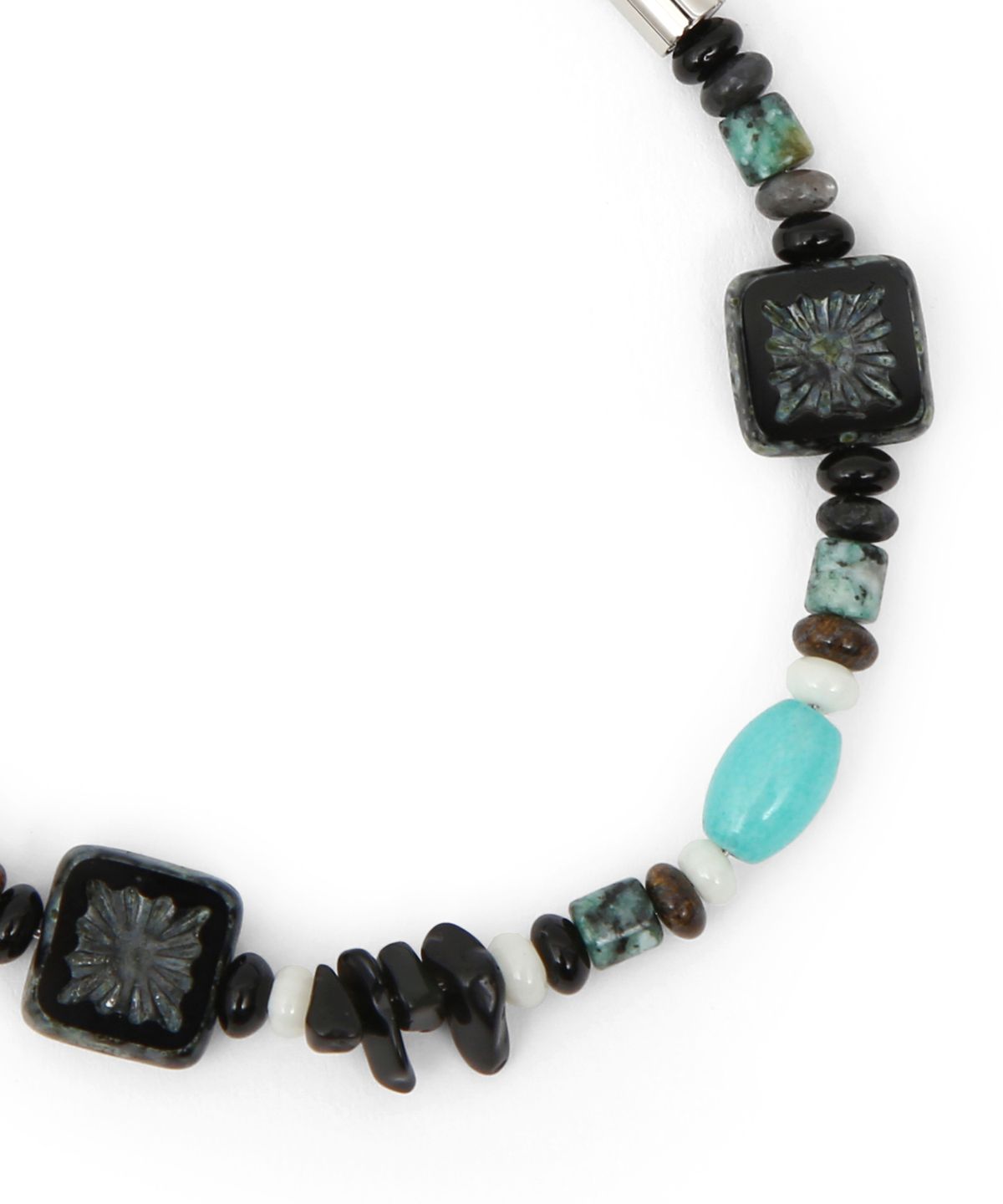 언더컨트롤(UNDERCONTROL) 체코 비즈 오리엔탈 무늬 사이즈 조절 스틸 팔찌 CZECH BEADS / STONE BRACELET / BR
