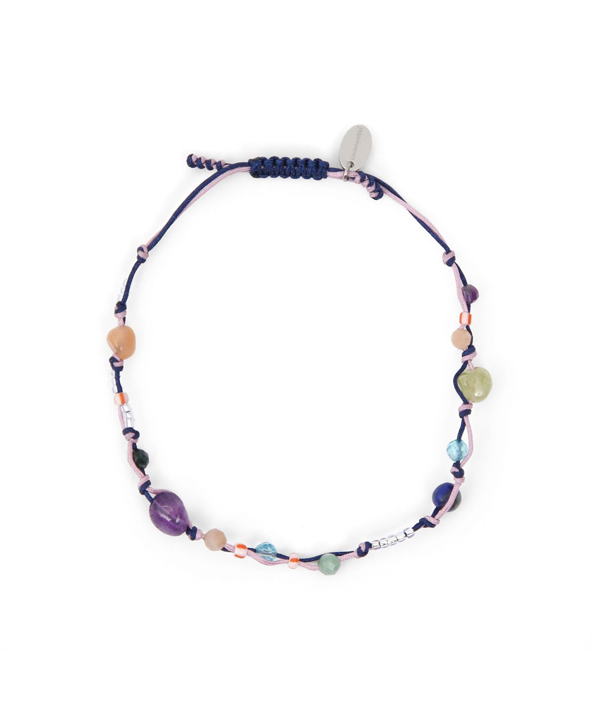 언더컨트롤(UNDERCONTROL) 컬러풀 원석 비즈 장식 사이즈 조절 캐주얼 팔찌 COLOR STONE / BEADS BRACELET / P NAVY