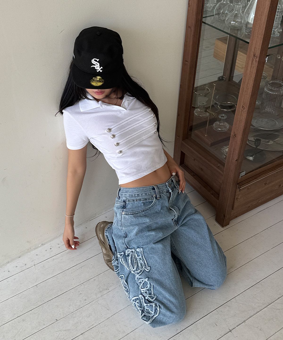 웨이브걸(WAVEGIRL) Napoleon Collar T-Shirt (3COLOR)