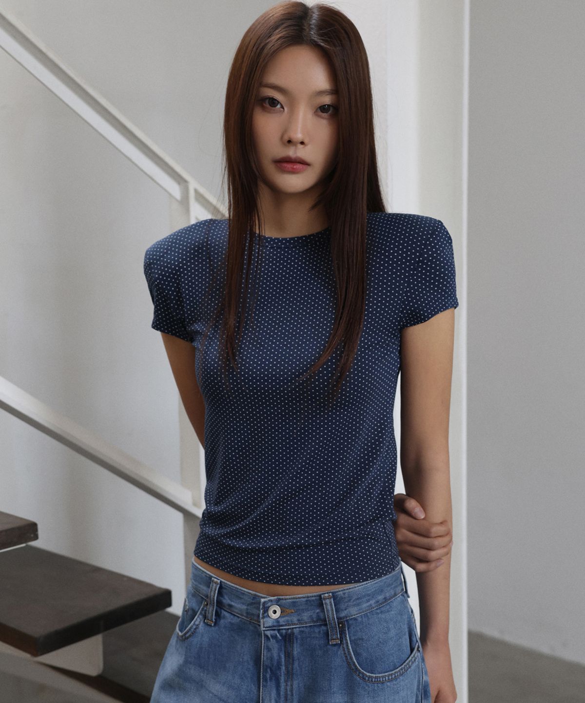 랑거(LANGER) [PLC] dot cap padded t-shirt_3Colors