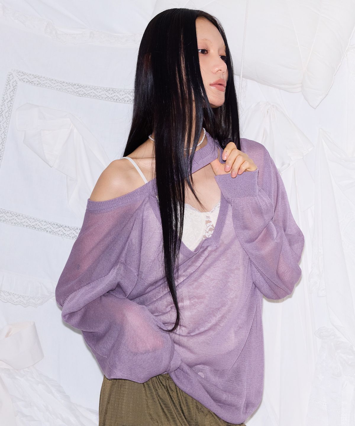 미스테리어스호텔(THE MYSTERIOUS HOTEL) CHOKER SUMMER KNIT [PURPLE]