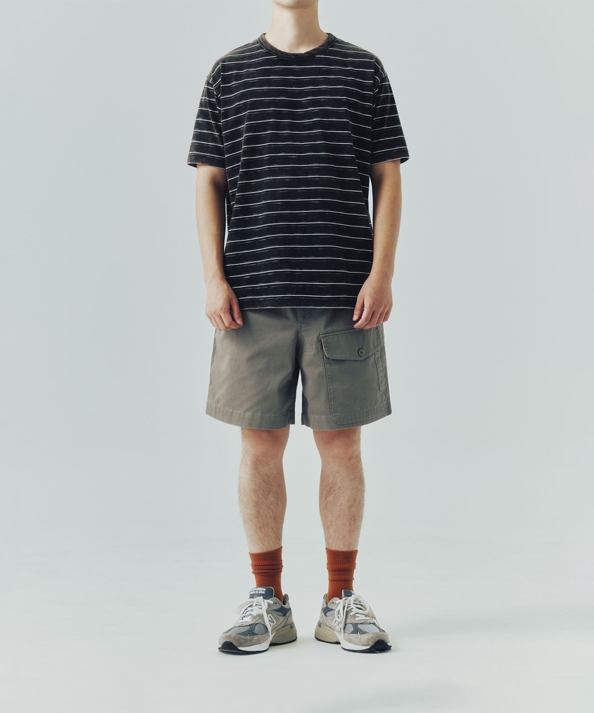 에스피오나지(ESPIONAGE) (Standard Fit) Vintage Washed Border Tee Black