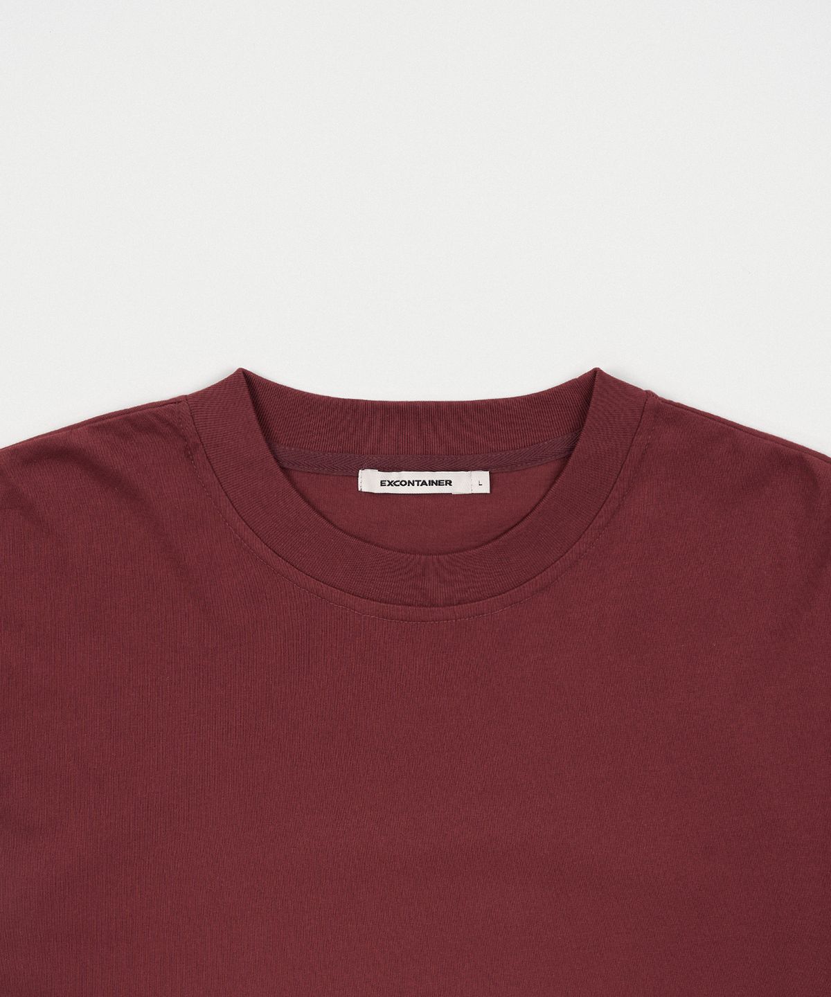 엑스컨테이너(EXCONTAINER) 슬리브 레이어드 크롭 하프 티셔츠 (BURGUNDY)