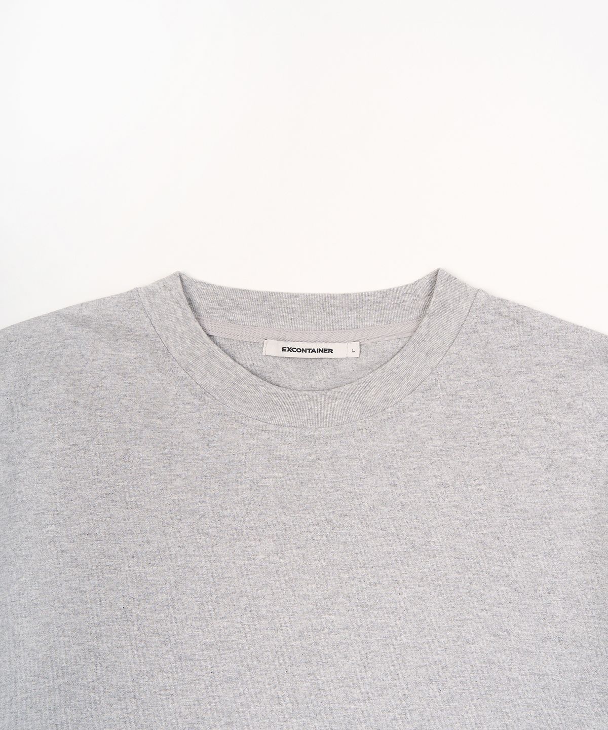 엑스컨테이너(EXCONTAINER) 슬리브 레이어드 크롭 하프 티셔츠 (MELANGE GREY)