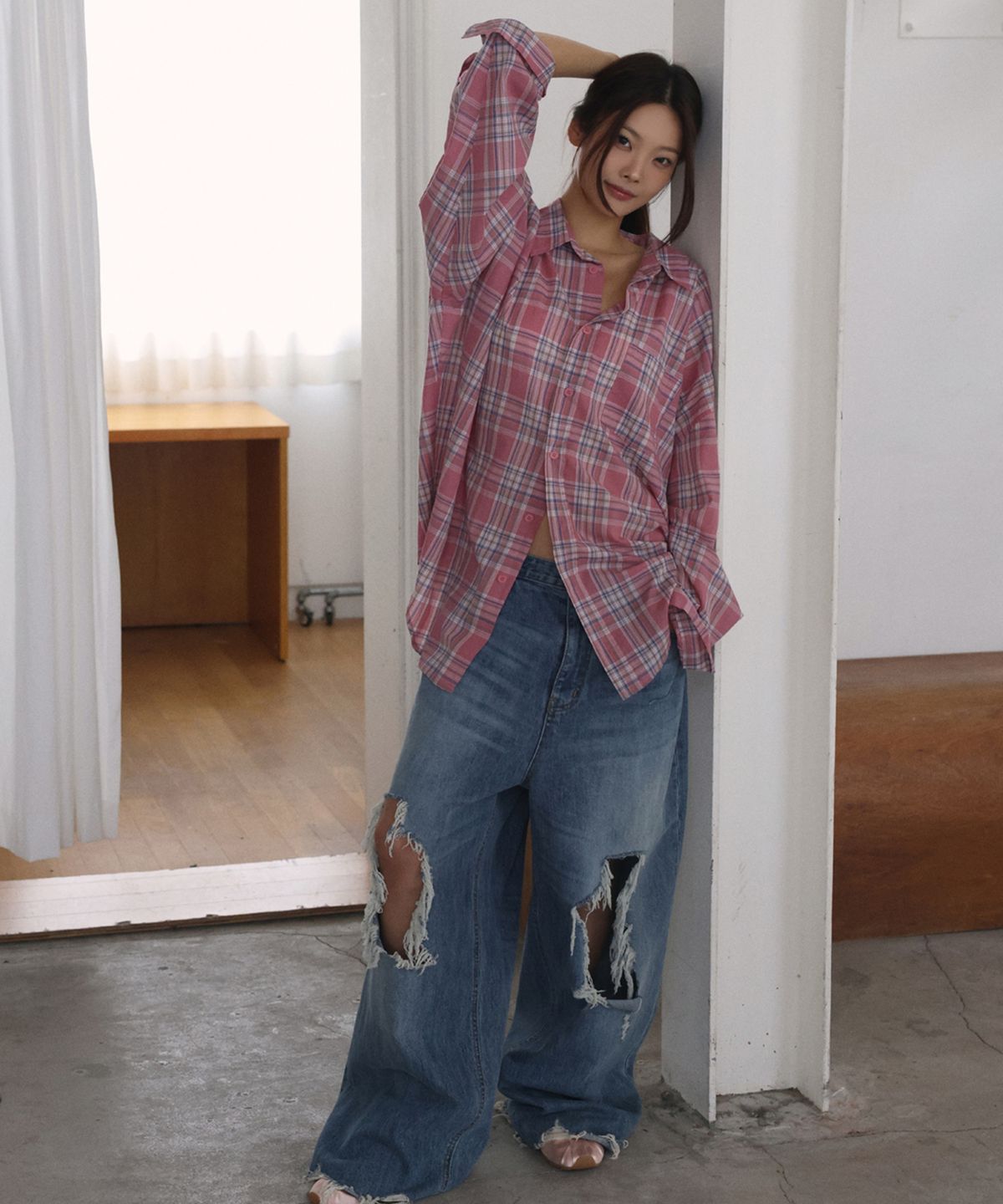 랑거(LANGER) [PLC] node check shirt_3Colors