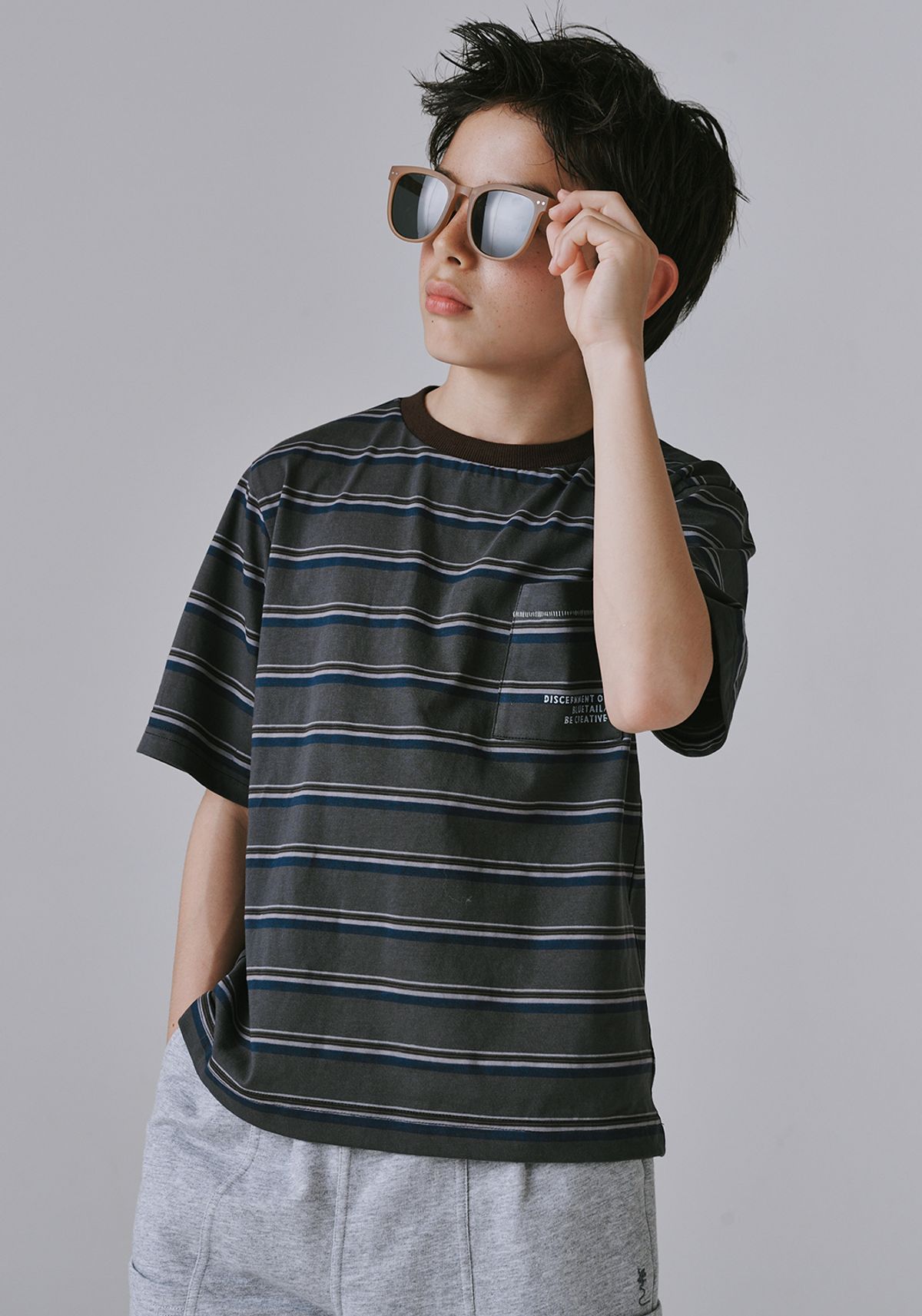 블루테일(BLUETAIL) AAC1TS05NV 네이비 스트라이프 반팔 티셔츠