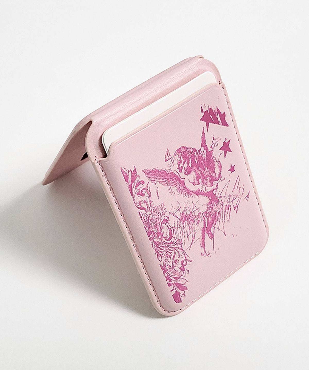 메모리즈바운더리(MEMORIESBOUNDARY) AETERNA Divine Scrawl MagSafe Fold Stand Card Wallet (Pink)