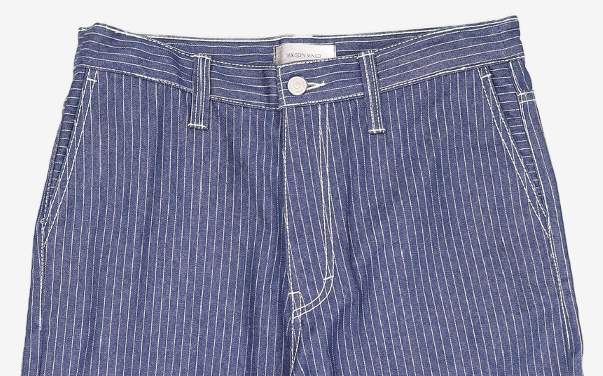 메종미네드(MAISON MINED) VARY COURSE STRIPE WIDE PANTS BLUE 50