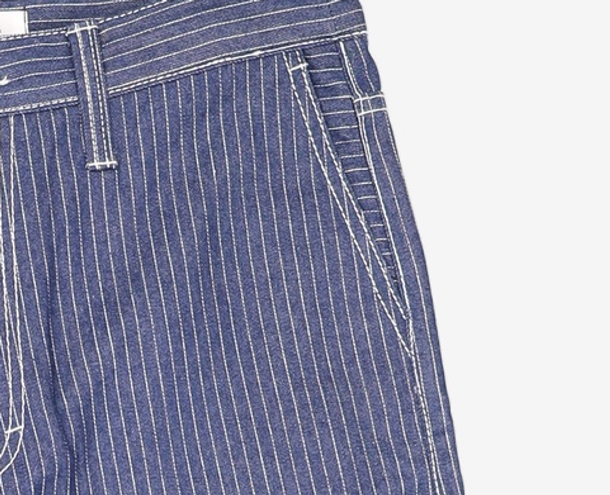 메종미네드(MAISON MINED) VARY COURSE STRIPE WIDE PANTS BLUE 50
