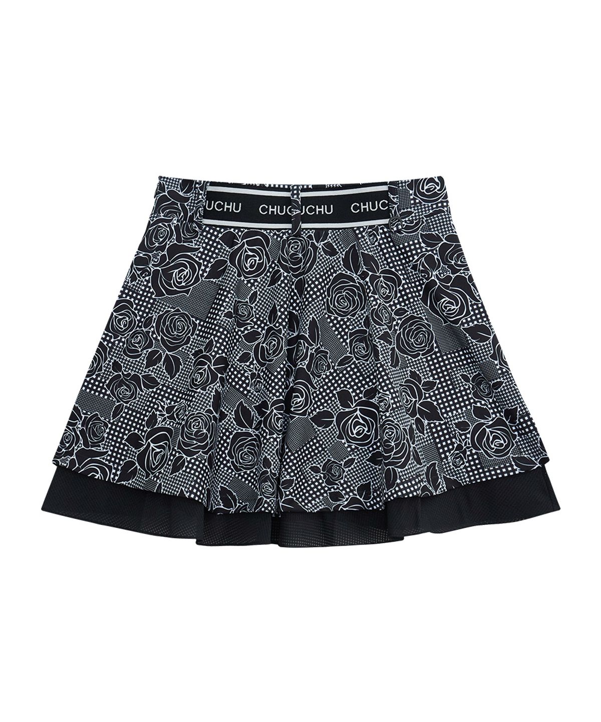 츄쿠츄(CHUCUCHU) 로제 더블 플레어 스커트 (BLACK) CBFSS-SK005W