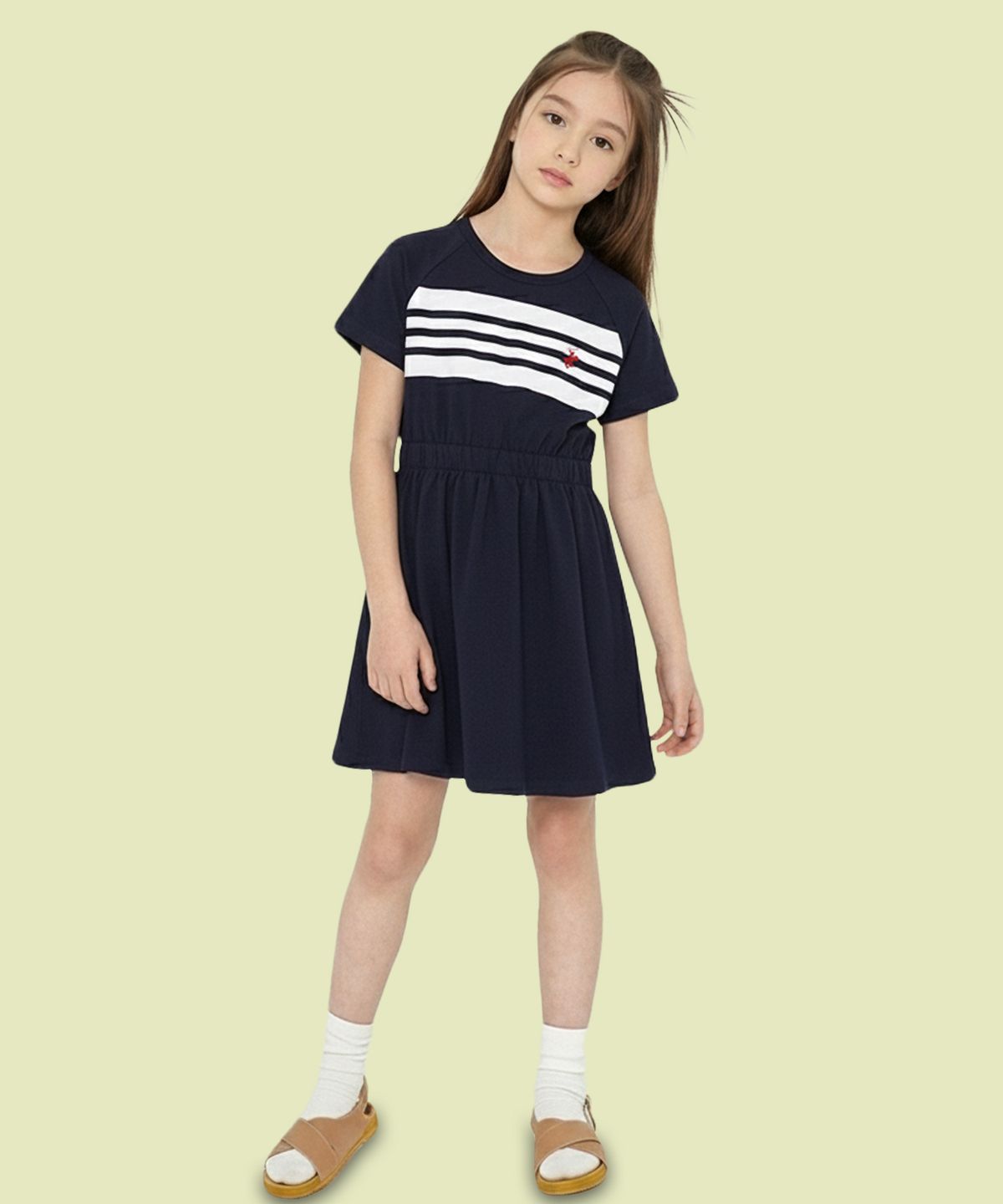 비버리힐즈 폴로클럽 키즈(BEVERLY HILLS POLO CLUB KIDS) 포인트밴딩반팔원피스 [네이비]