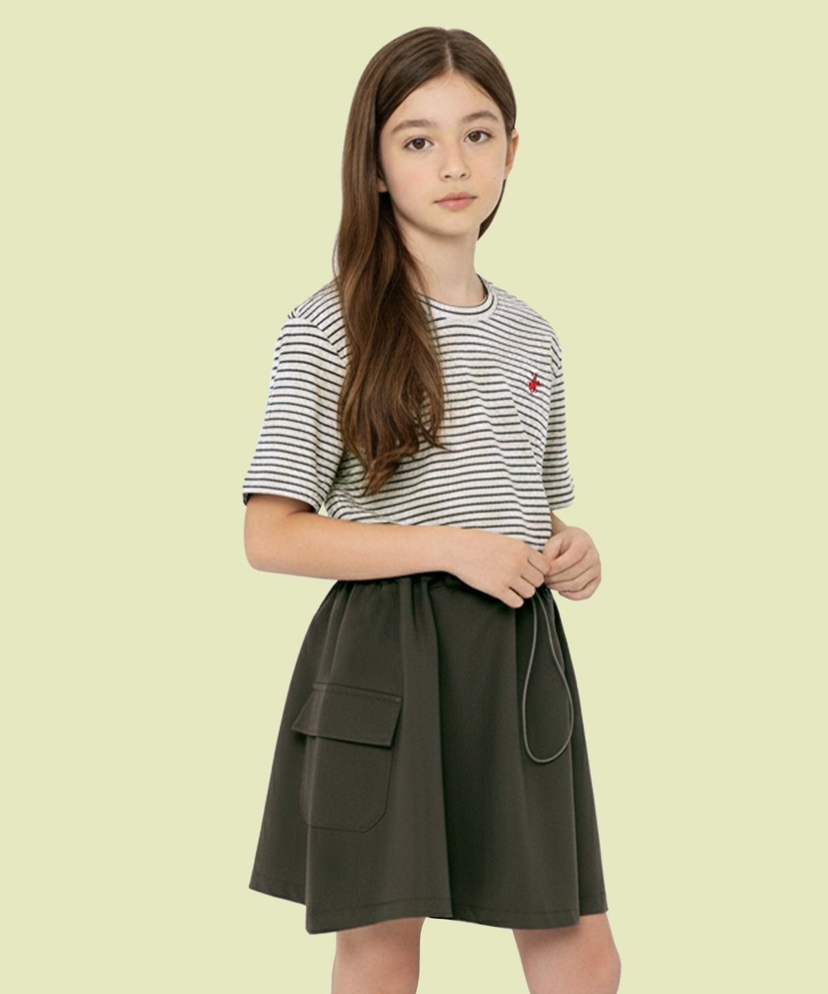 비버리힐즈 폴로클럽 키즈(BEVERLY HILLS POLO CLUB KIDS) 스트라이프반팔원피스 [차콜]