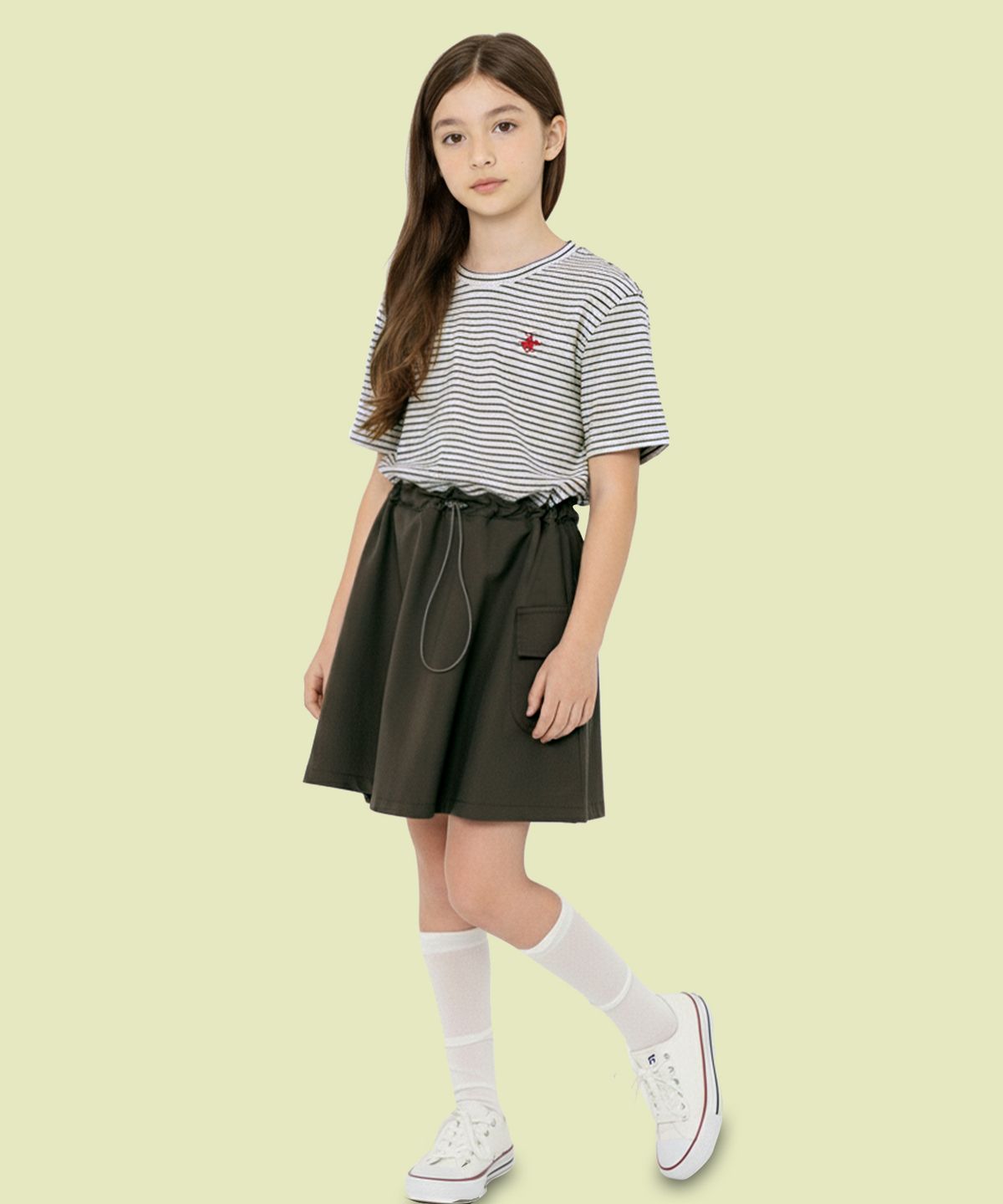 비버리힐즈 폴로클럽 키즈(BEVERLY HILLS POLO CLUB KIDS) 스트라이프반팔원피스 [차콜]