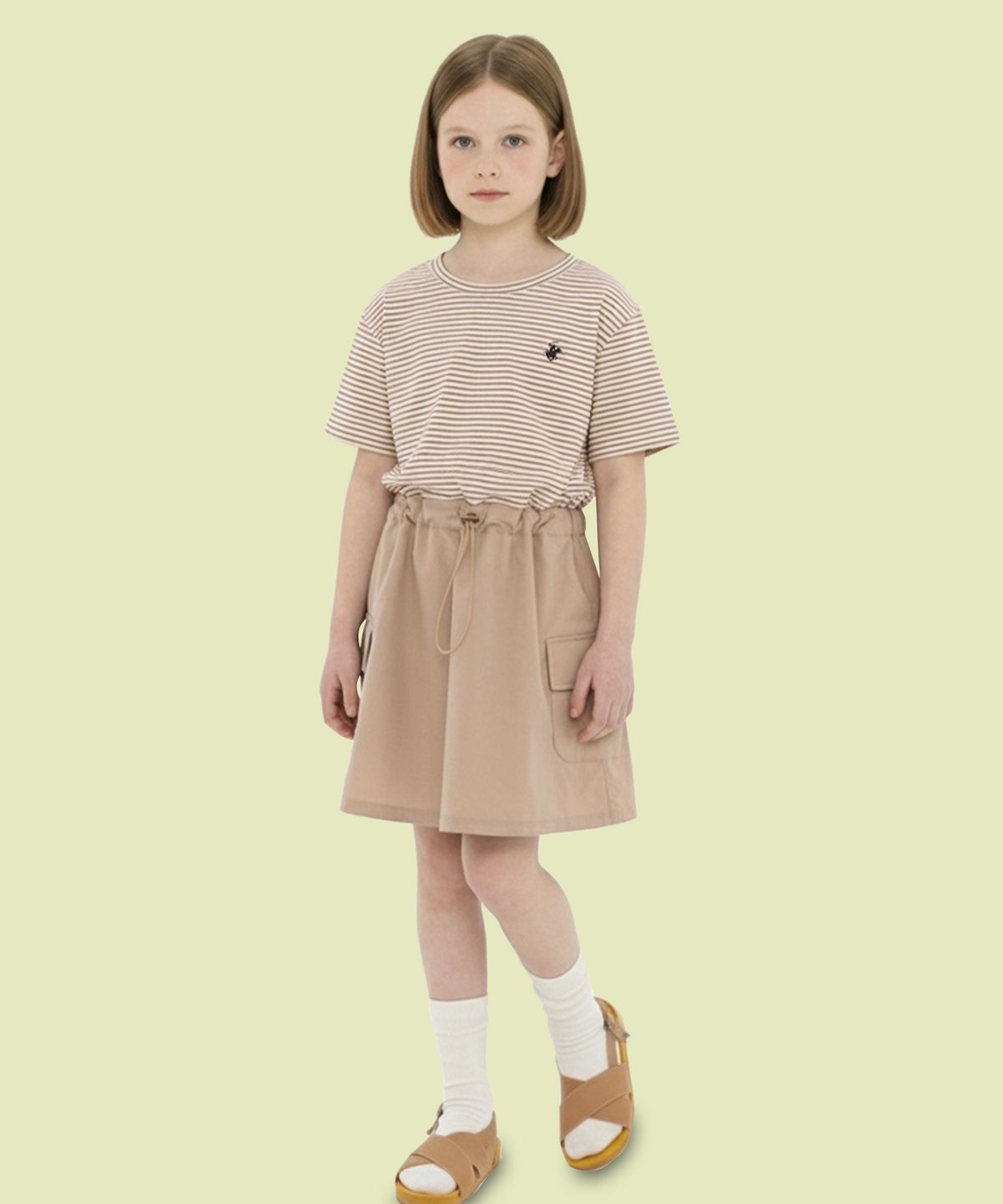 비버리힐즈 폴로클럽 키즈(BEVERLY HILLS POLO CLUB KIDS) 스트라이프반팔원피스 [베이지]