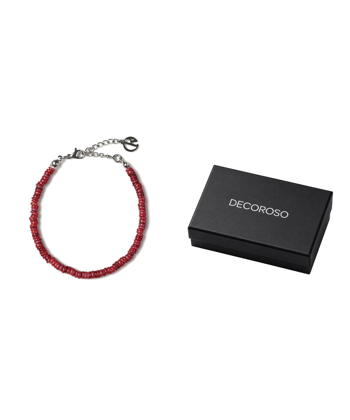 데꼬로소(DECOROSO) 남녀공용 미니멀 자개 비즈 팔찌 [딥 레드]