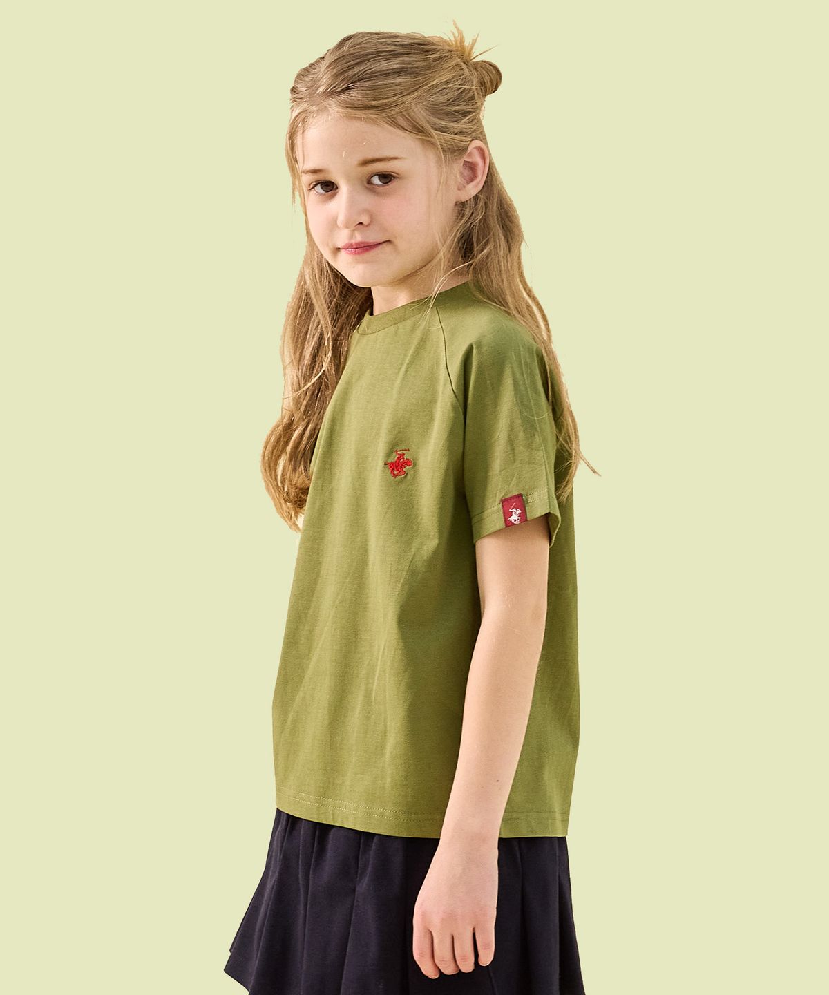 비버리힐즈 폴로클럽 키즈(BEVERLY HILLS POLO CLUB KIDS) 포인트반팔티셔츠 [카키]