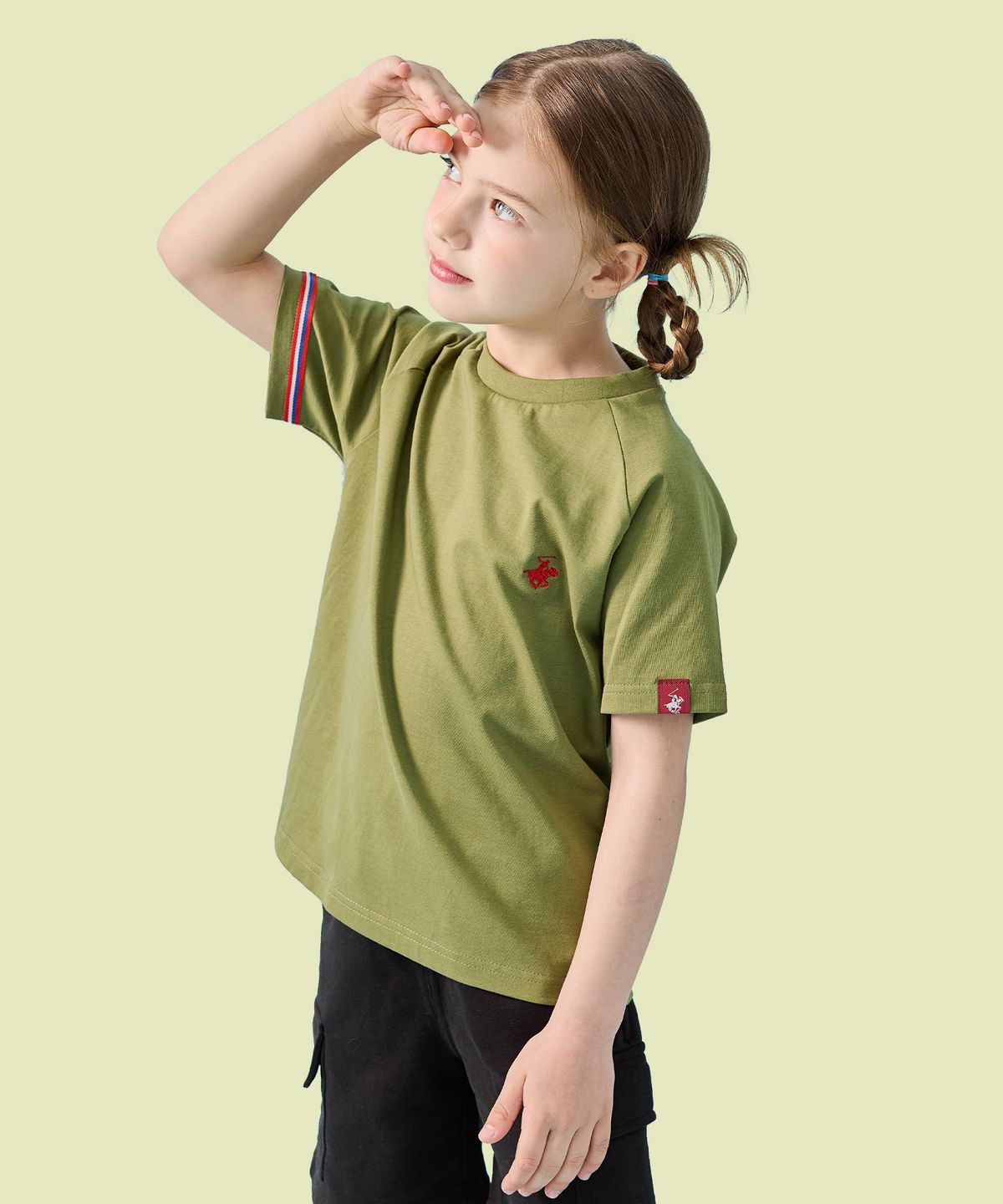 비버리힐즈 폴로클럽 키즈(BEVERLY HILLS POLO CLUB KIDS) 포인트반팔티셔츠 [카키]