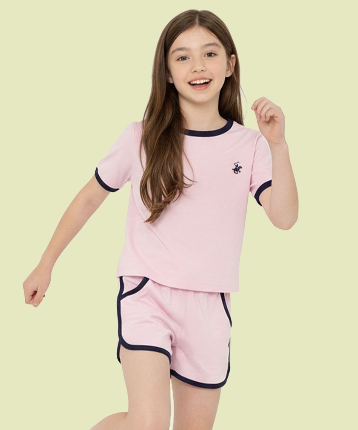 비버리힐즈 폴로클럽 키즈(BEVERLY HILLS POLO CLUB KIDS) 링거크롭티셔츠 [핑크]