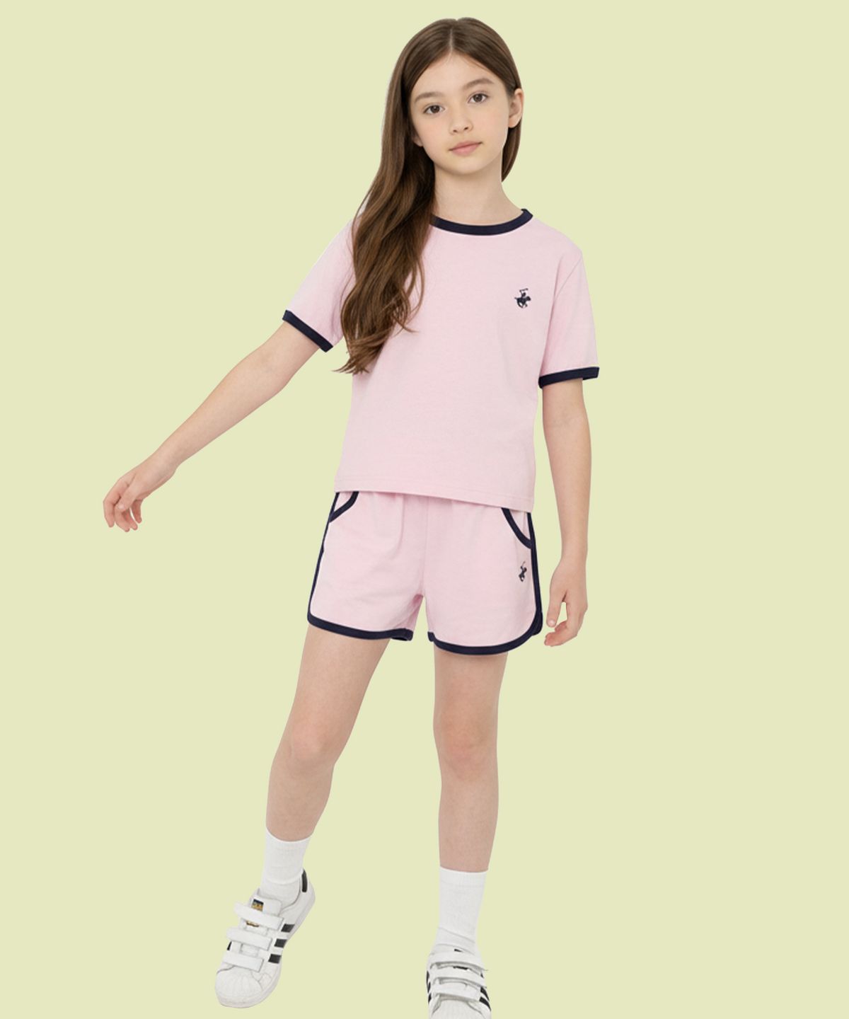 비버리힐즈 폴로클럽 키즈(BEVERLY HILLS POLO CLUB KIDS) 링거크롭티셔츠 [핑크]