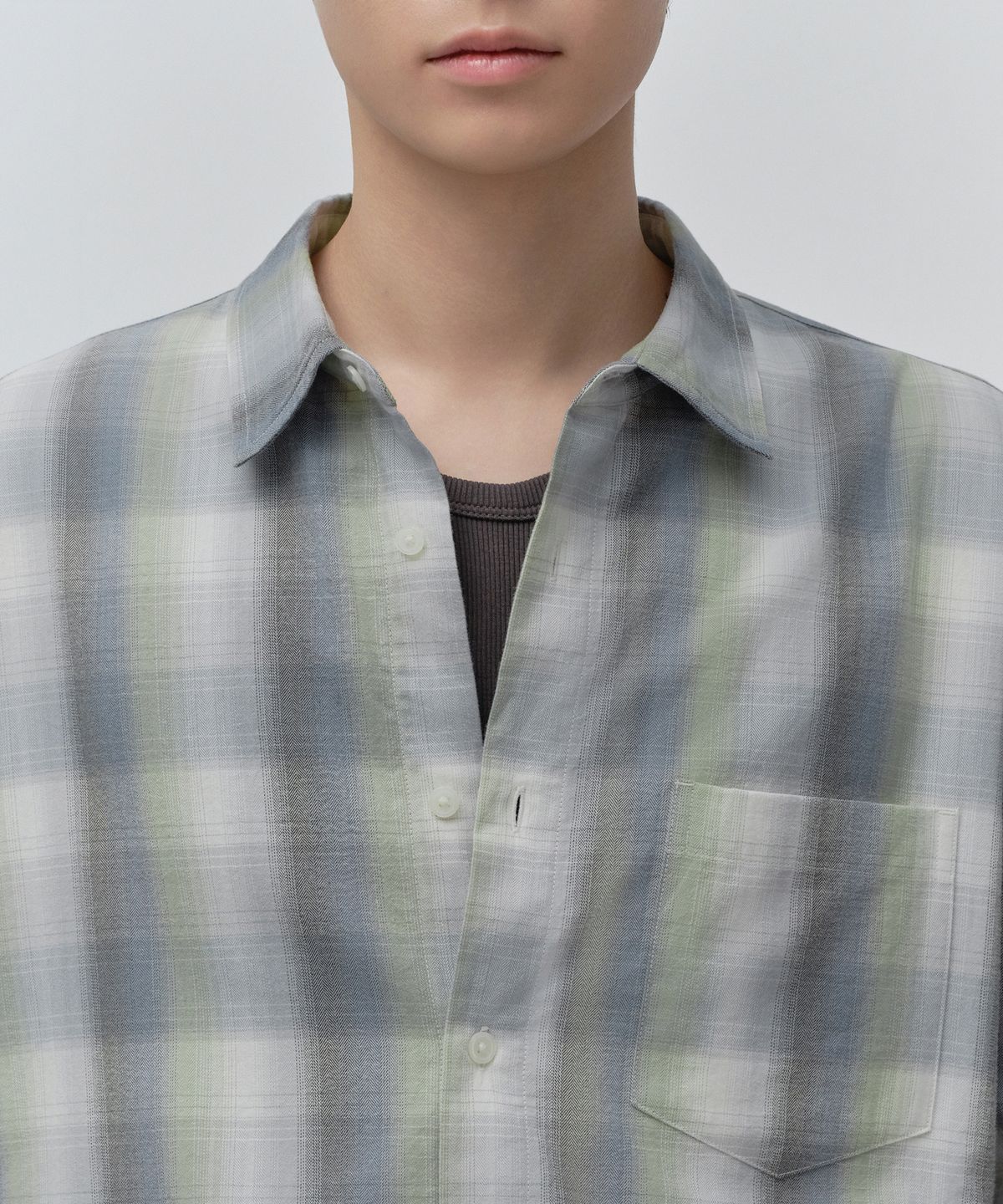 무신사 스탠다드(MUSINSA STANDARD) 릴렉스드 섀도 체크 셔츠 [블루/그린]