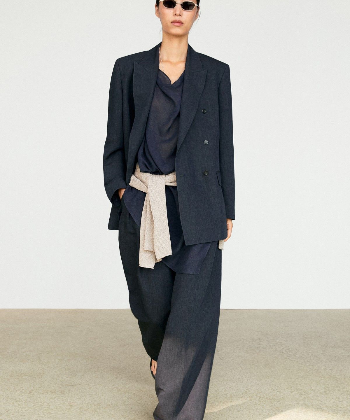 마시모두띠(MASSIMO DUTTI) 멜란지 린넨 더블 브레스트 블레이저