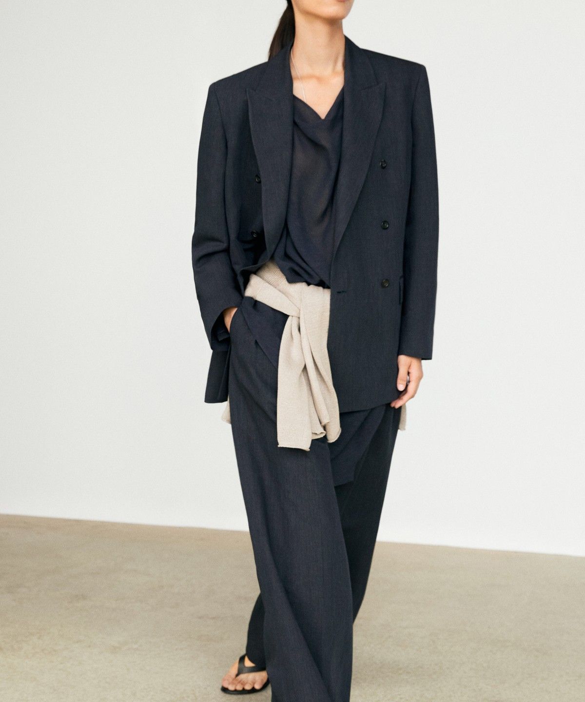 마시모두띠(MASSIMO DUTTI) 멜란지 린넨 더블 브레스트 블레이저