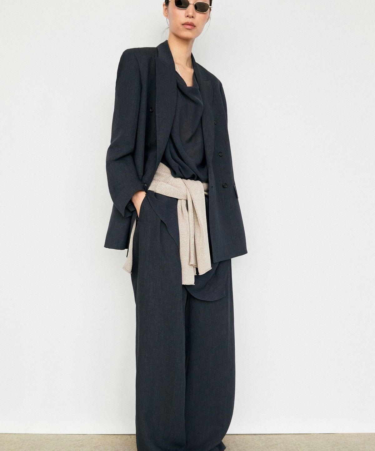 마시모두띠(MASSIMO DUTTI) 멜란지 린넨 더블 브레스트 블레이저