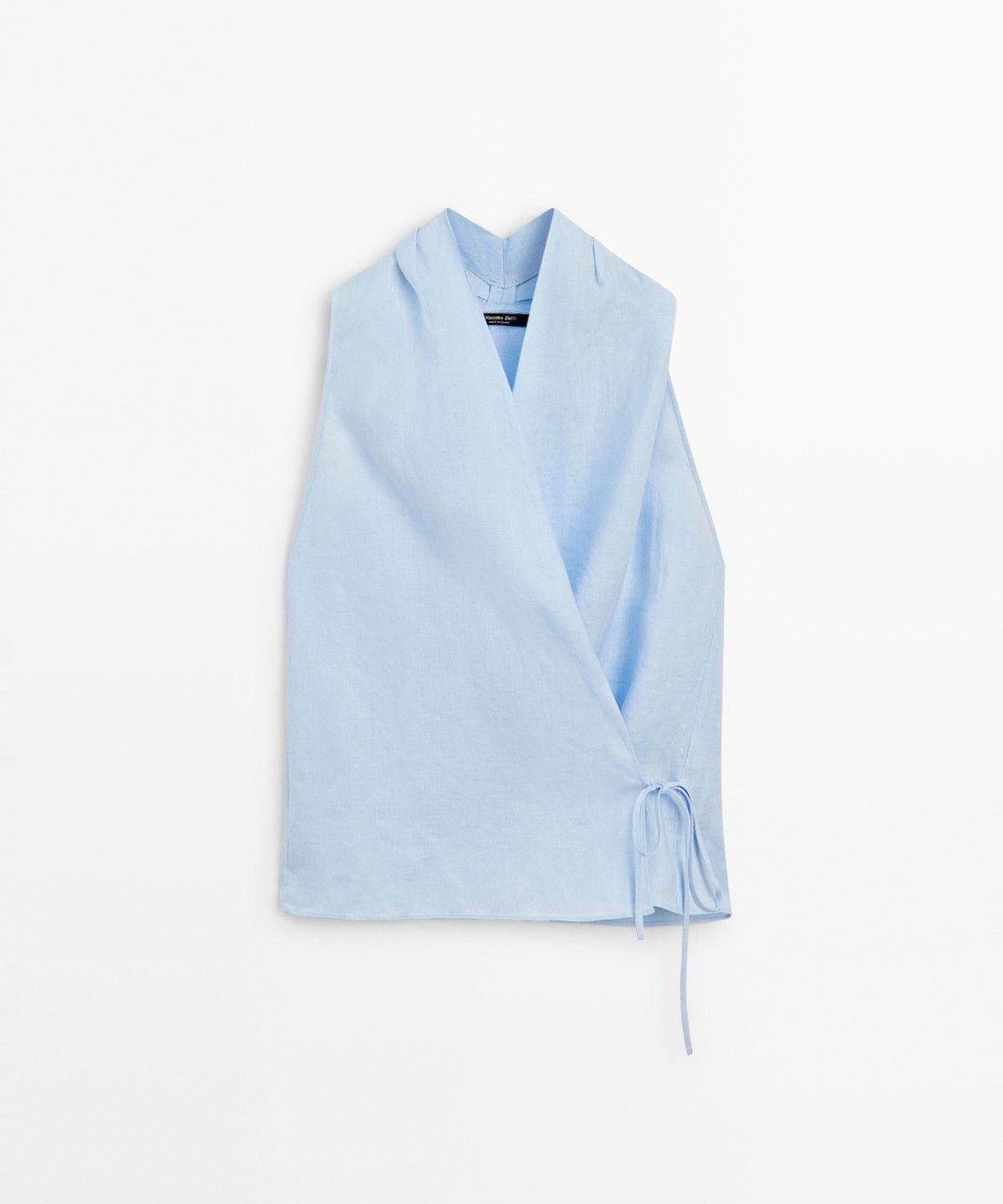 마시모두띠(MASSIMO DUTTI) 100% 린넨 타이 홀터넥 탑