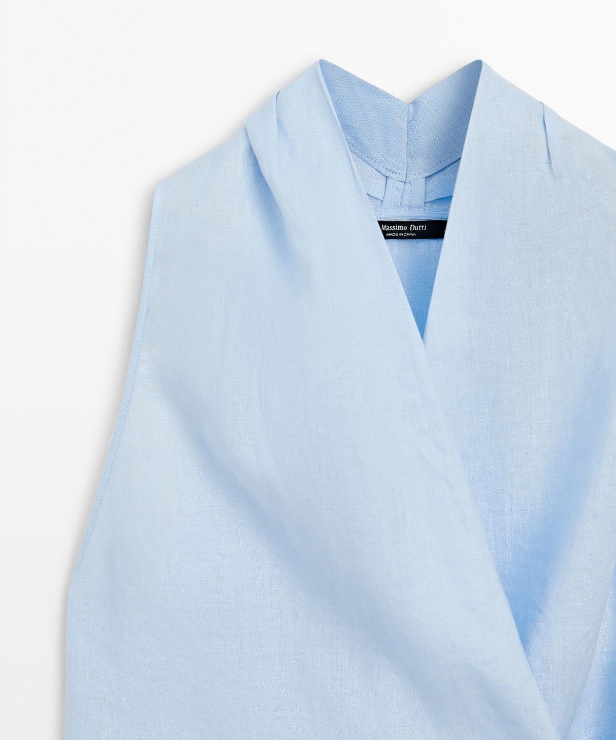 마시모두띠(MASSIMO DUTTI) 100% 린넨 타이 홀터넥 탑
