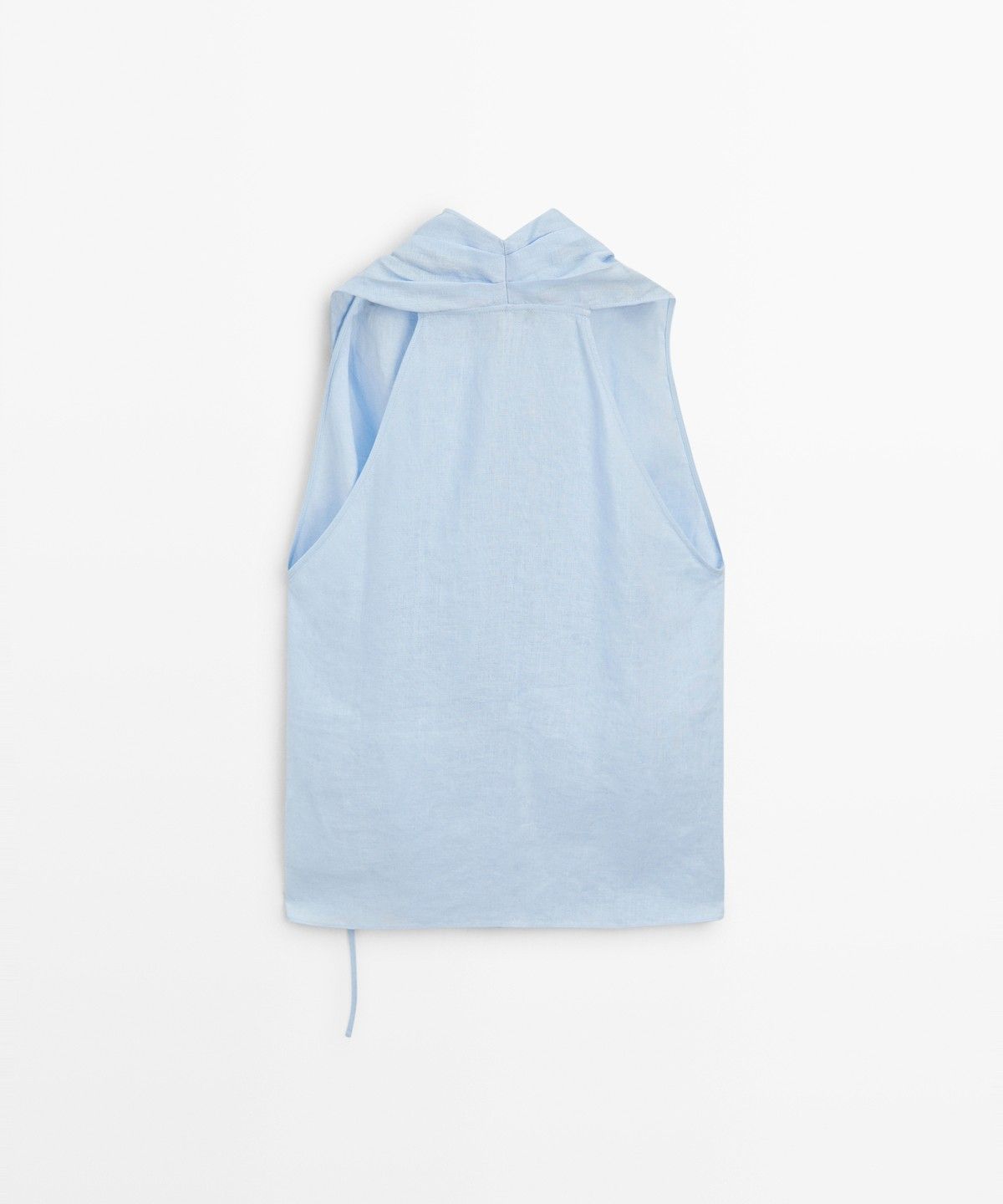 마시모두띠(MASSIMO DUTTI) 100% 린넨 타이 홀터넥 탑