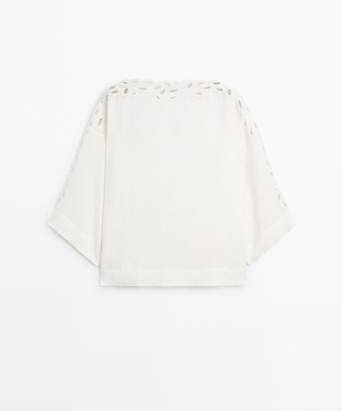 마시모두띠(MASSIMO DUTTI) 자수 디테일 린넨 보트넥 블라우스