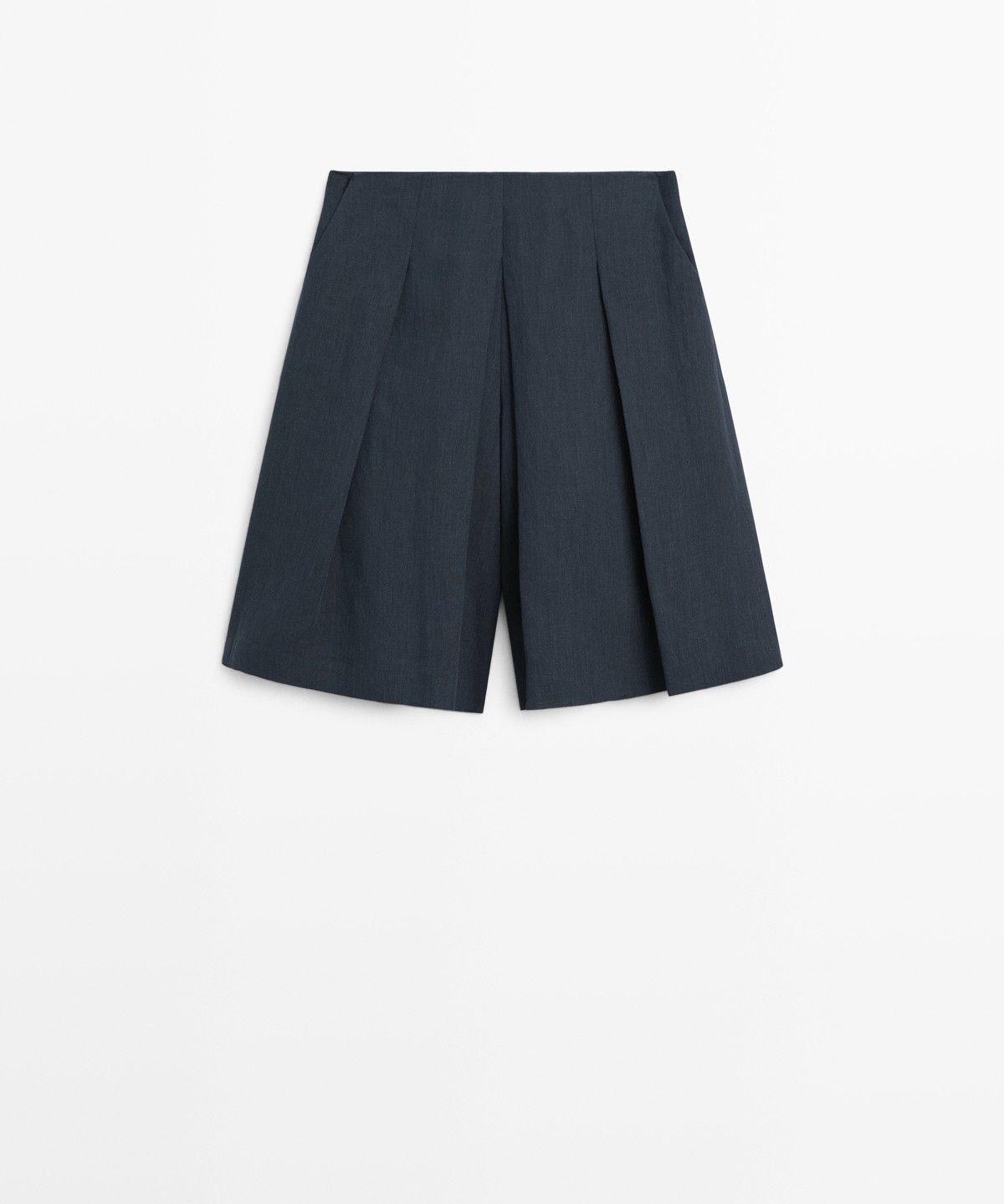 마시모두띠(MASSIMO DUTTI) 플리츠 디테일 린넨 버뮤다 팬츠